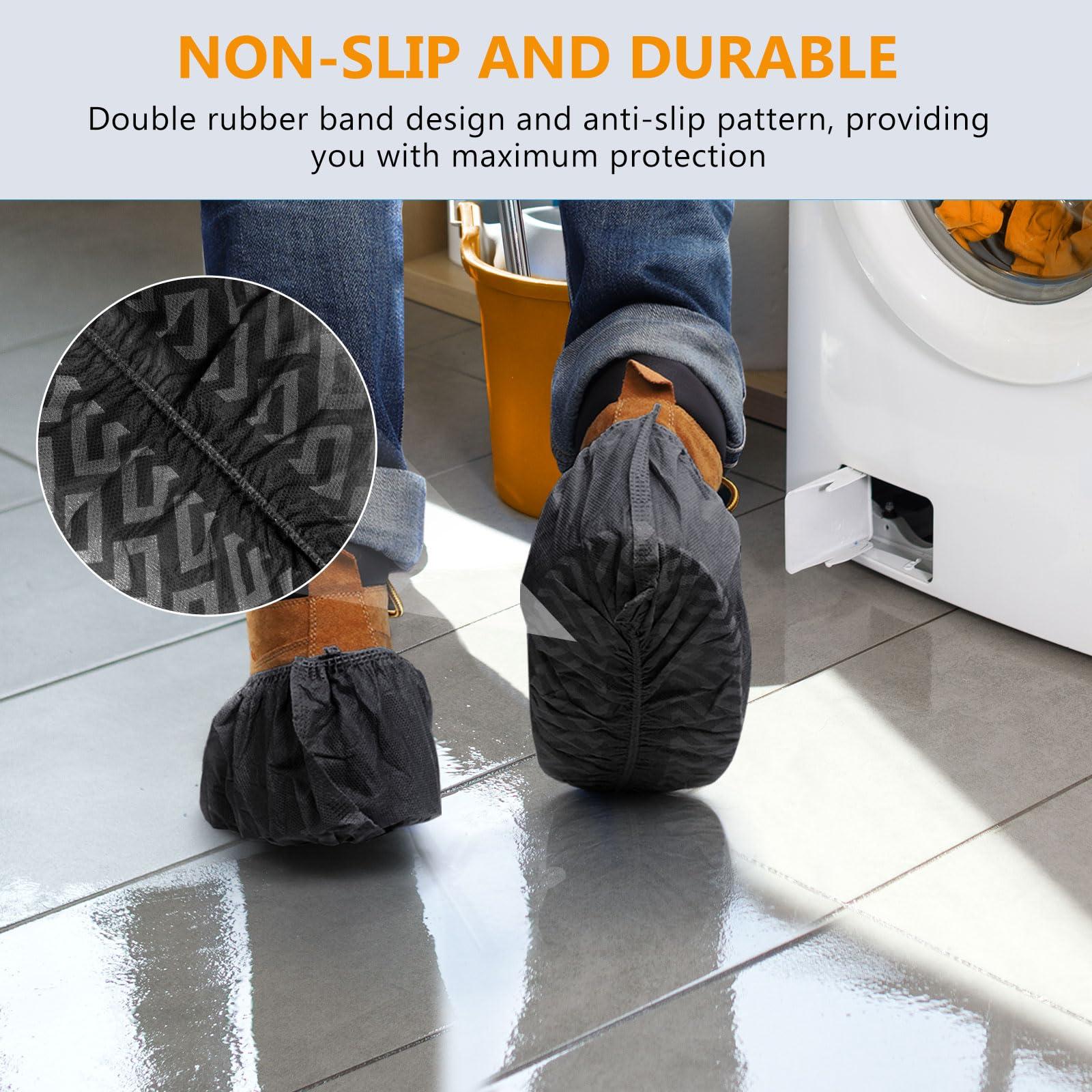 squish 200 Pack Shoe Covers Disposable Non-Slip, Black Non-Woven Fabric Boot Covers for Indoors Breathable Slip Resistant Durable Boot&Shoes Cover, Protector Covers Fits Virtually Most Shoes - Image 6