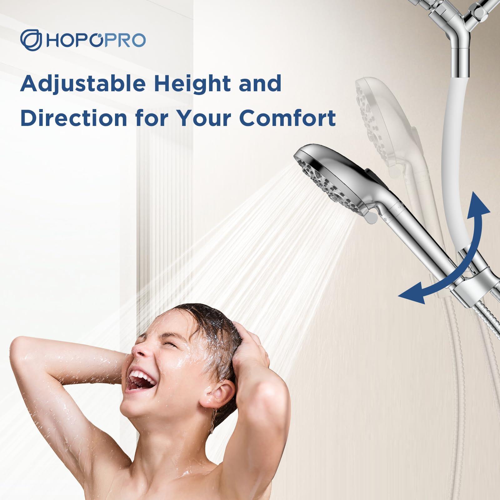 Dual Filtered Handheld Shower Heads Combo, HOPOPRO 15-Mode High Pressure Rainfall Showerheads Combo Set with Filter, for Hard Water, Removes Chlorine, Improves Skin Hair Condition, Chrome - Image 6