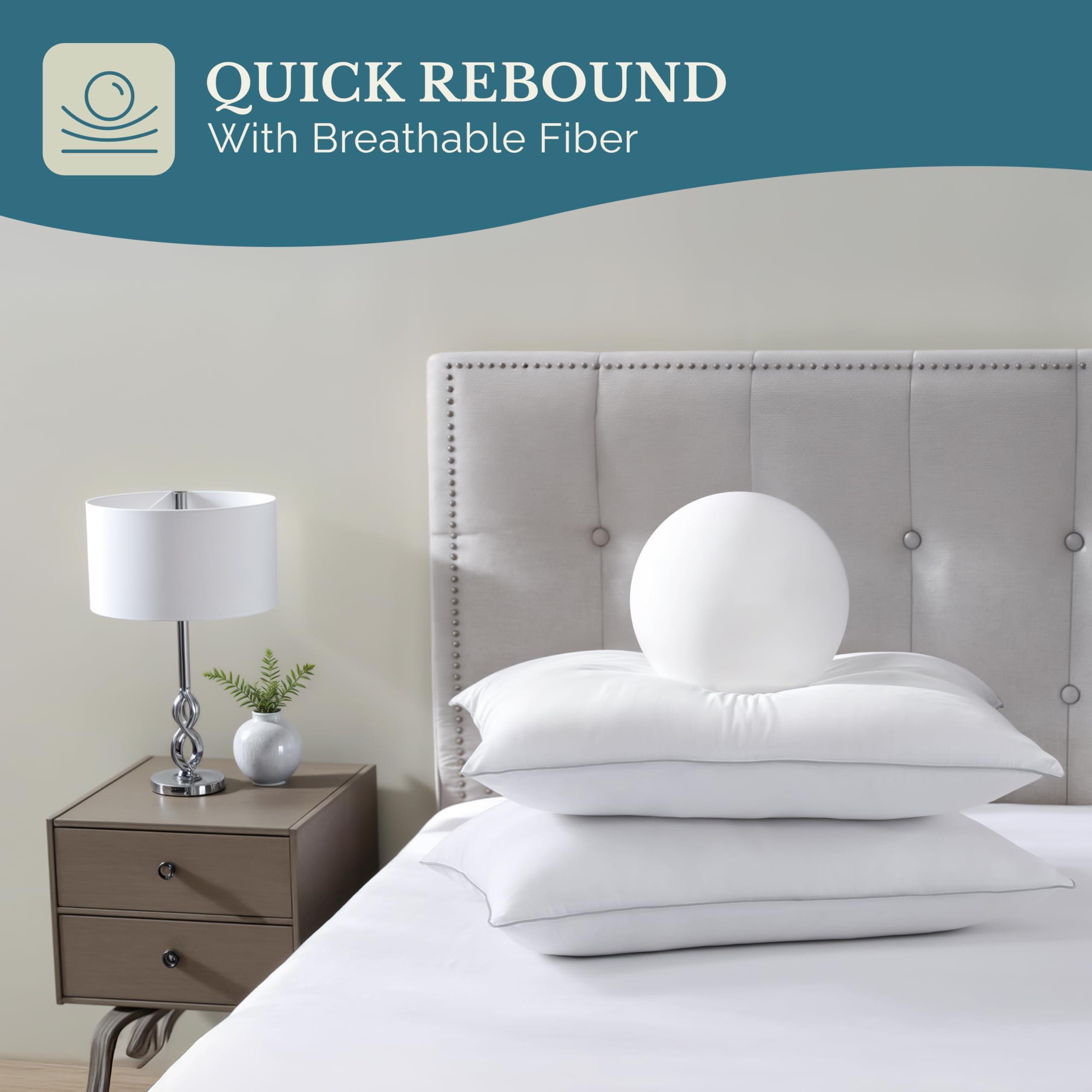 Casa Platino Bed Pillows Standard Size Set of 4 - Firm, Cozy & Soft Pillows for Adults- Pack of 4 – Luxury Bed Pillow for Side, Back & Stomach Sleepers - White - Image 4