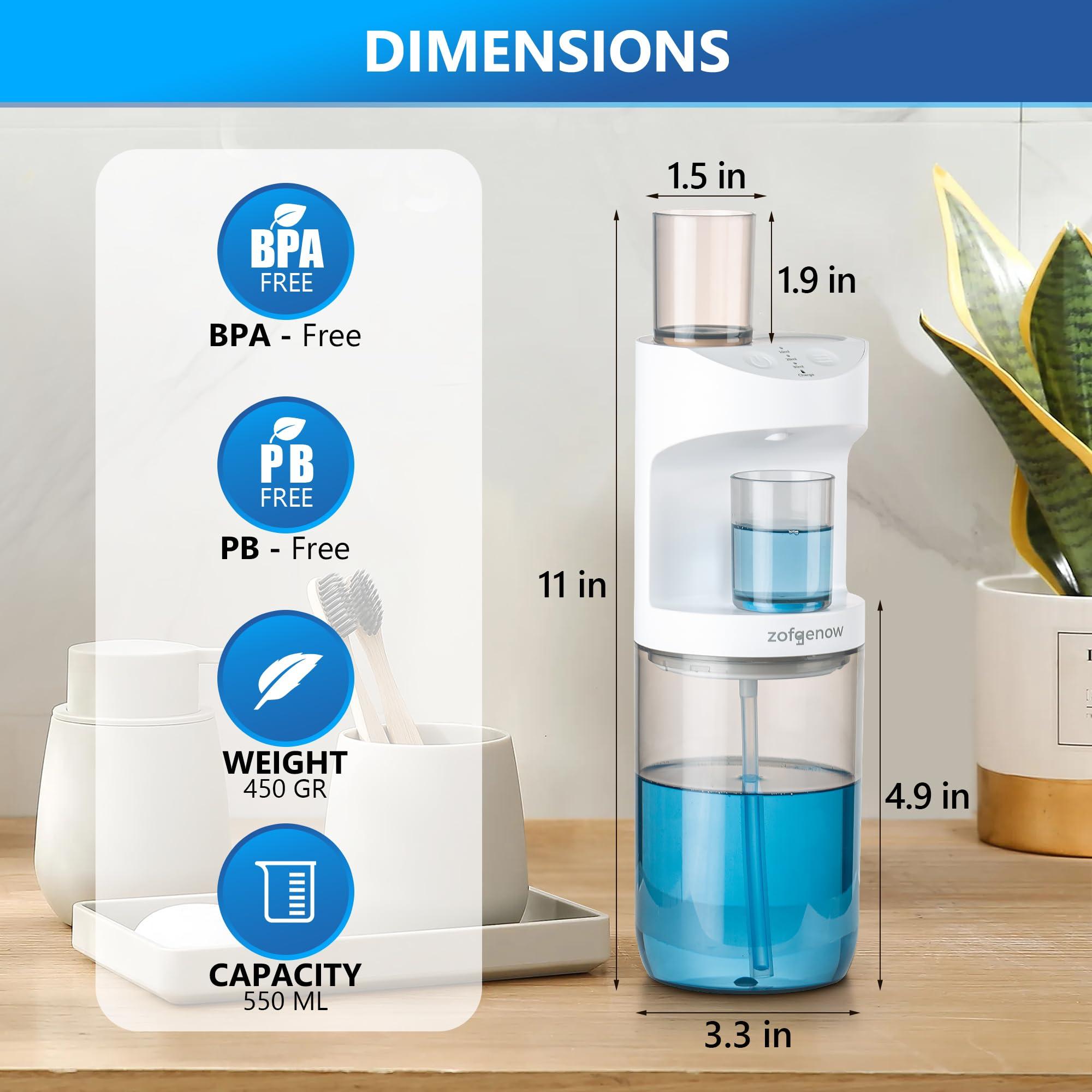 ZOFGENOW Automatic Mouthwash Dispenser for Bathroom,Bathroom Accessories 19.4 Fl Oz Dispensers with Magnetic Cups,Wall Mounted Dispenser,Suitable for All Age Groups,White - Image 3