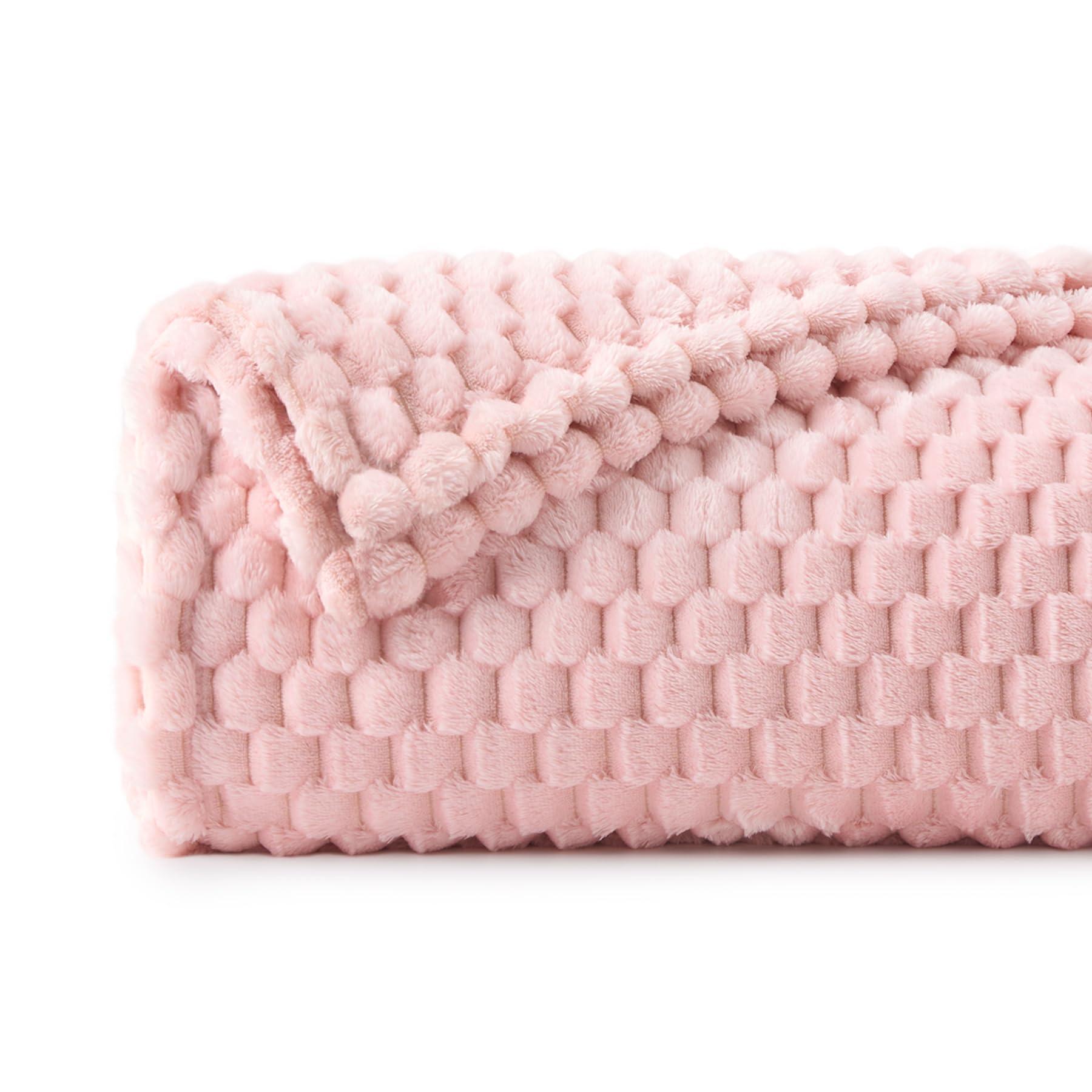 BEDELITE Fleece Decorative Blanket - 3D Jacquard Pink Throw Blankets for Women's Couch & Bed, Soft and Cozy Warm Plush Fluffy Blanket, Cute Birthday Gift for Women, 50x60 Inches - Image 2