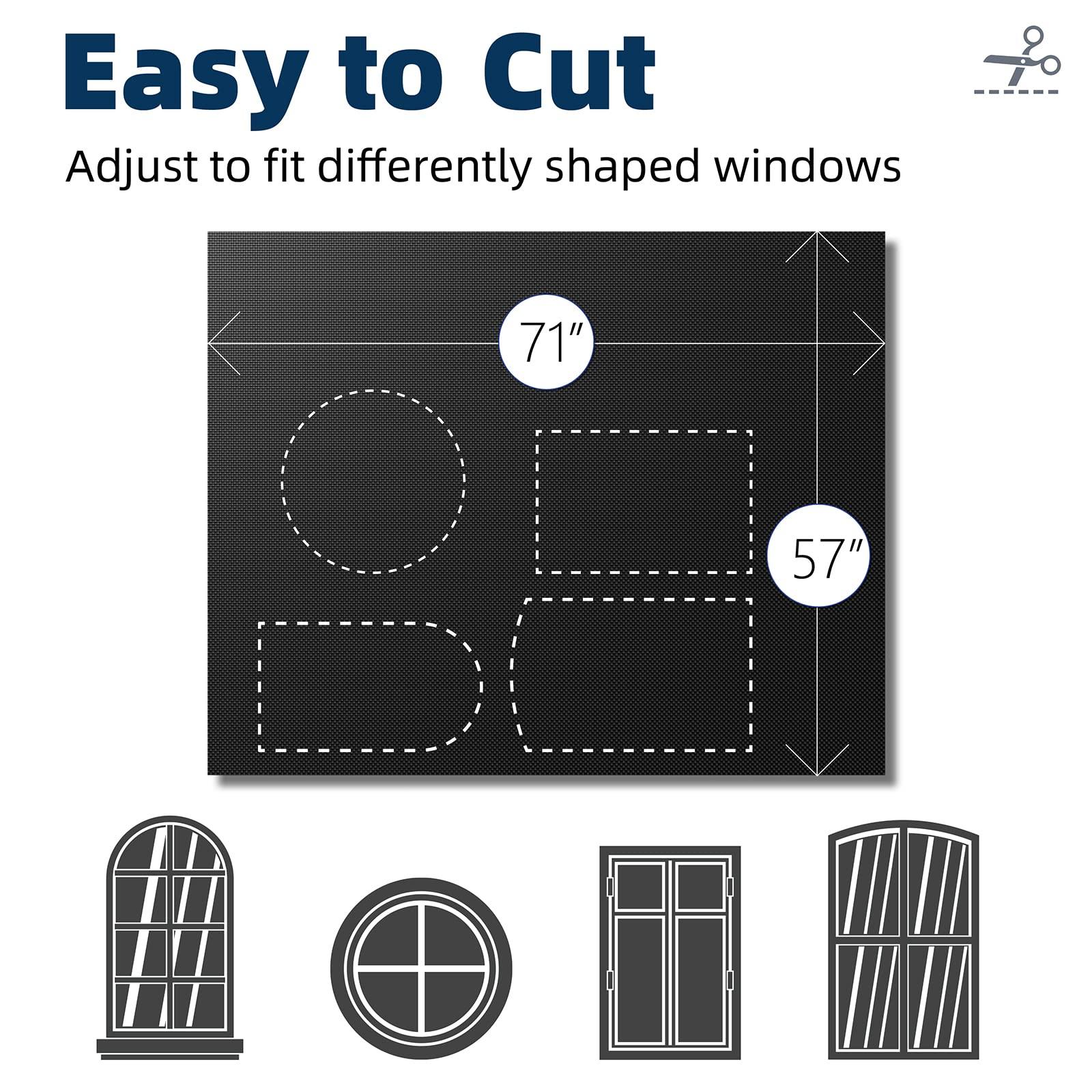 NIGHTON Portable Blackout Curtains 71"×57" Strong Hook and Loop Tape Strips with Adhesive,Black Out Shades That can be Cut,100% Blackout Material Window Blinds for Baby Nursery or Travel Use-Black - Image 5