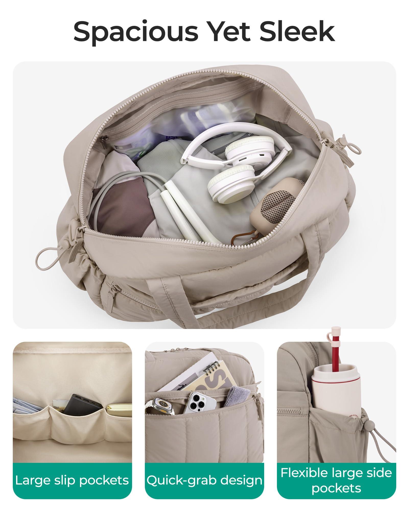 BAGSMART Gym Bag for Women, Duffle Bag for Travel with Wet Pocket, Lightweight Carry on Weekender Duffel, Water Resistant - Image 3