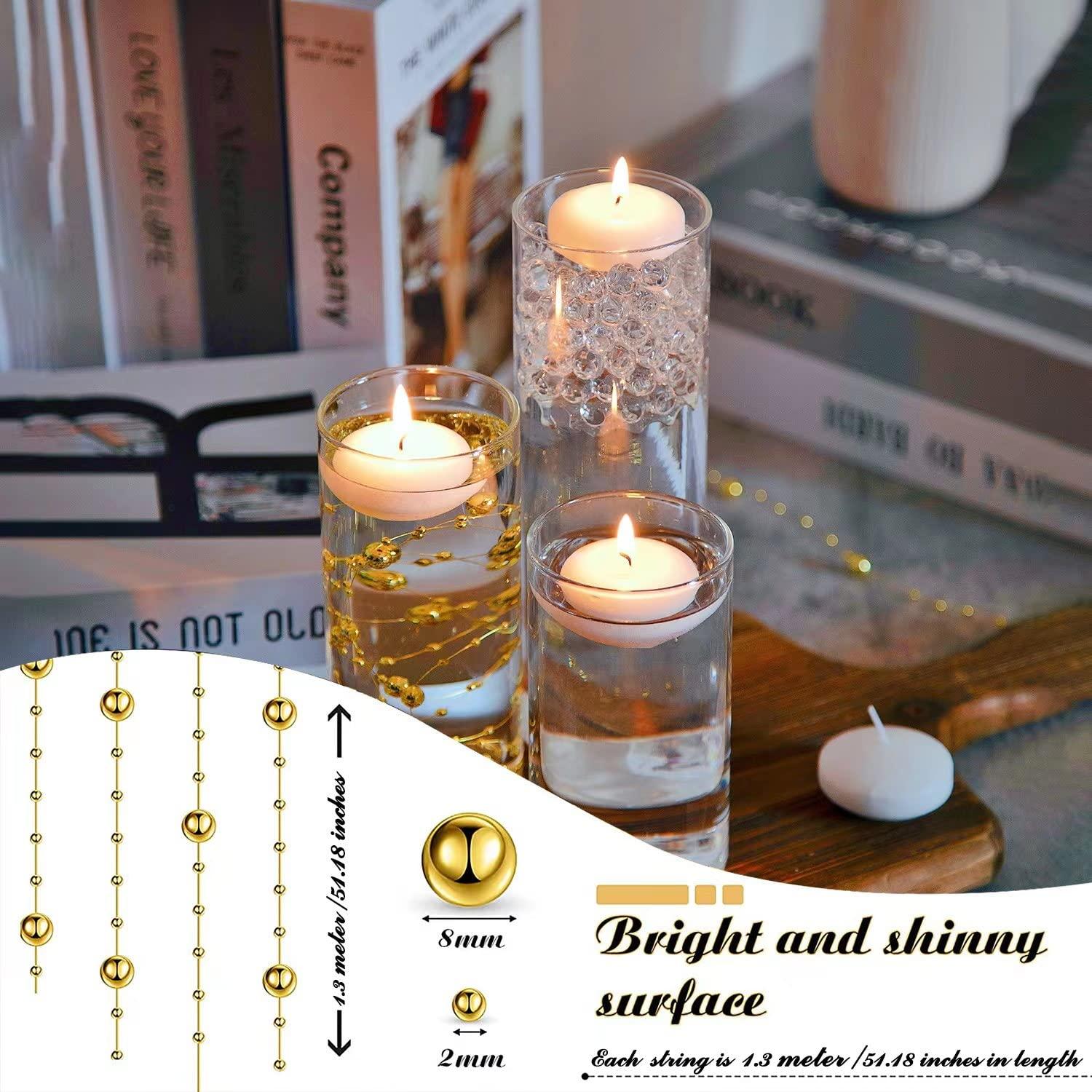 UDU 12 Set Glass Cylinder Vases for Centerpieces with 80000 Vase Filler 24 White Floating Candles 6 Pearl String for Wedding Party Home Table Decoration - Image 5