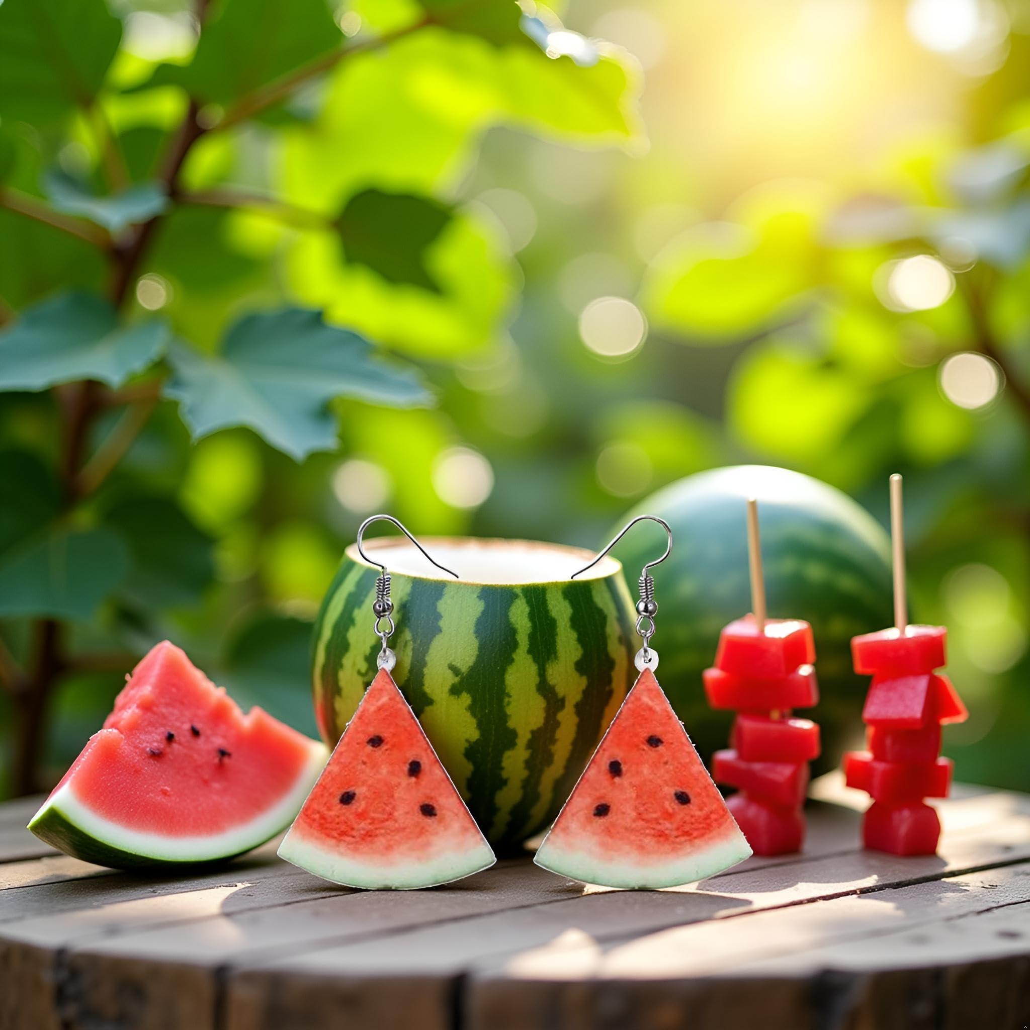 A Pair of Red Watermelons Fashion Creative Acrylic Fruit Earrings Trendy Realistic Food Dangle Earring Women Fun Coconut Watermelon Multicolor for Women Gift Jewelry,Clothing, Shoes and Jewelry - Image 5