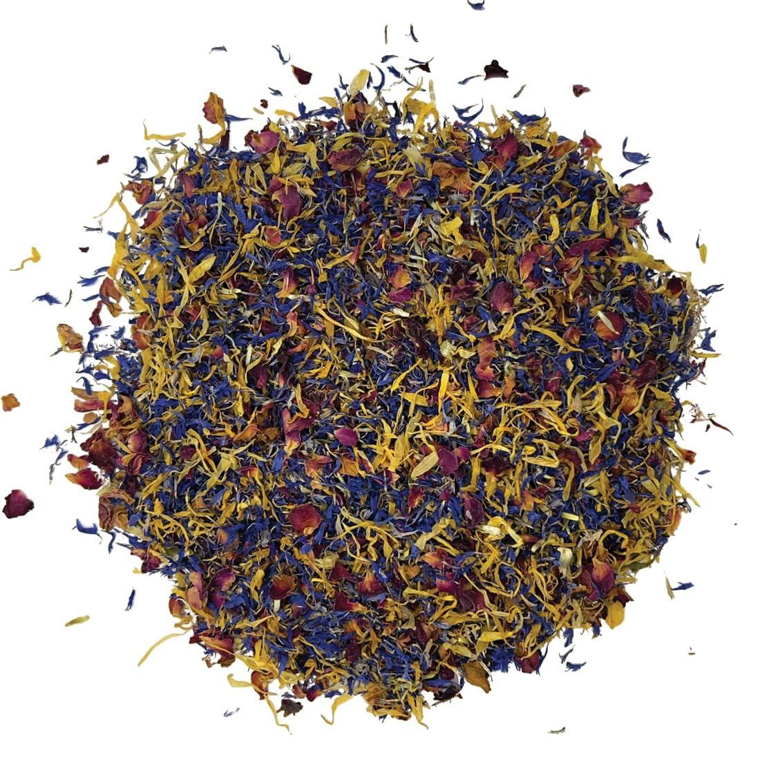 MagJo Naturals Brilliant Flower Petal Blend - Edible blend of calendula, blue cornflower and rose petals, all natural, food-grade, dried floral mix for baking, cocktails & garnish, Packaged in the USA - Image 3
