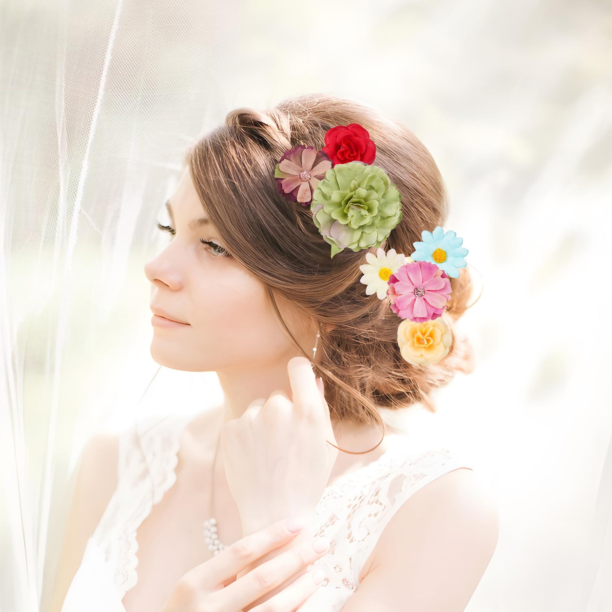 210 Pcs Mini Silk Flower Heads Small Fake Rose Daisy Faux Flowers Bulk for Crafts Artificial 3D Loose Fabric Flowers Heads Sunflower Bulk for Wedding Hair Cap Dresses Decorations (Bright Colors Mixed) - Image 5