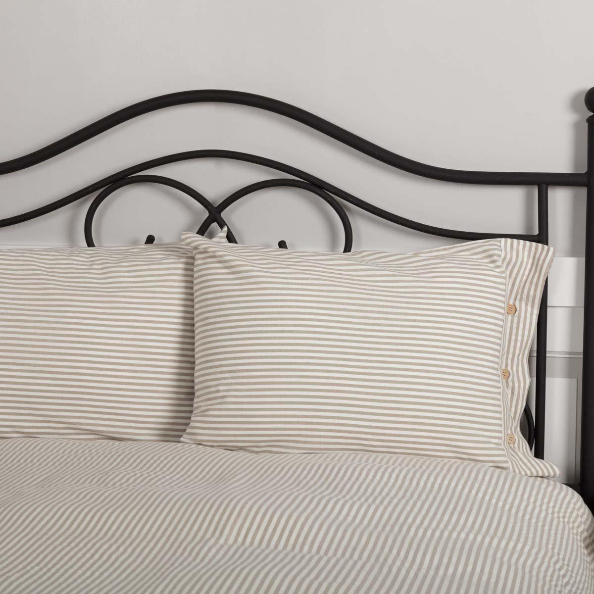 Farmhouse Ticking Stripe Taupe Standard Sham