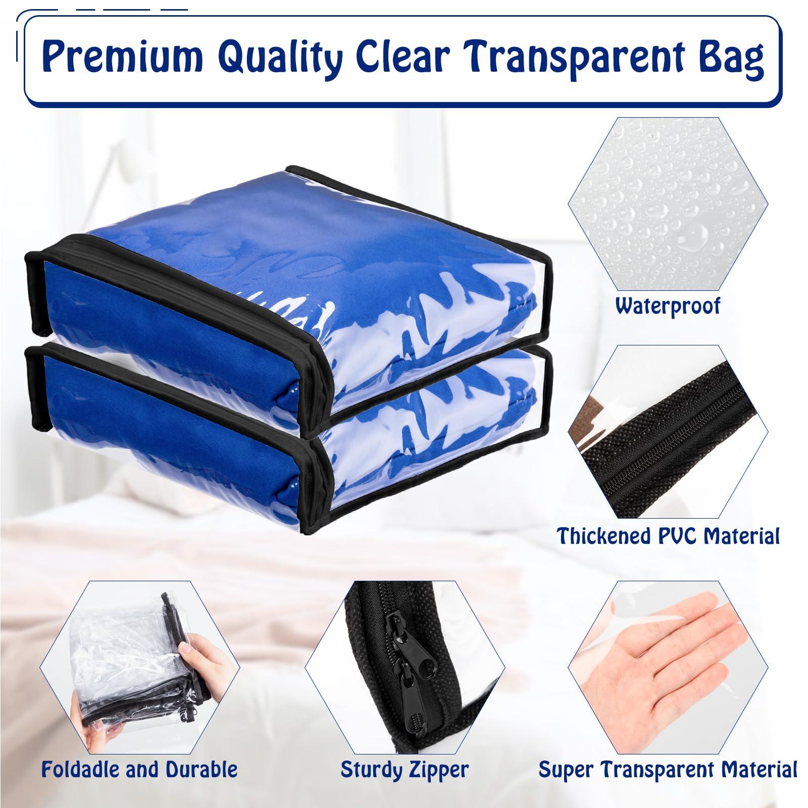 Windyun 32 Pcs Clear Zippered Storage Bags Plastic Storage Bags Sweater Bed Sheet Organizer Zipper Case for Closet Blanket, Sweater, Clothes, Linen, Quilt, Pillow (Black Zipper,10.2 x 9.8 x 2.4 Inch) - Image 4