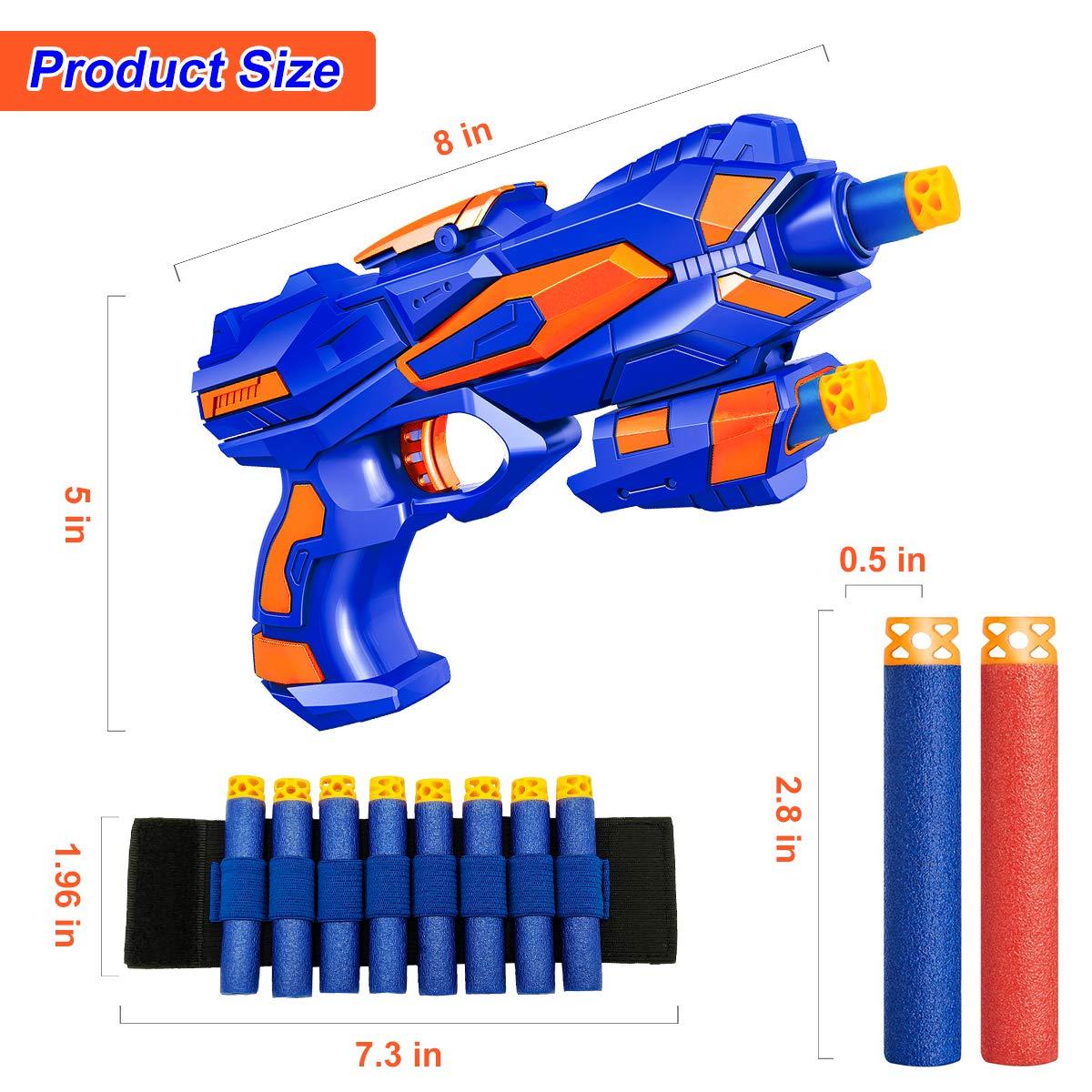 2 Pack Blaster Guns Boys Toy-with 60 Soft Foam Darts Bullets& 2 Wrist Bands- Easter Basket Stuffers Hand Gun Toys Party Supplies for 3,4,5,6,7,8,9 Years Kids - Image 3