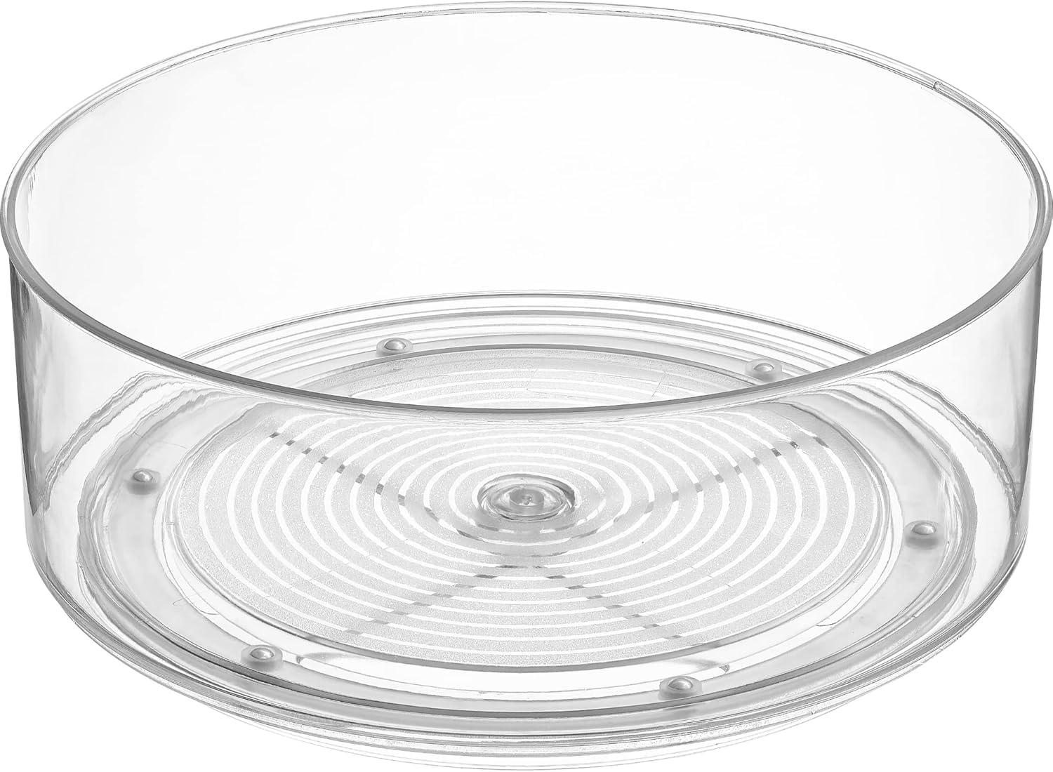 Home Intuition Round Plastic Clear Lazy Susan Turntable Food Storage Container for Kitchen (9" Round, 2 Pack) - Image 9