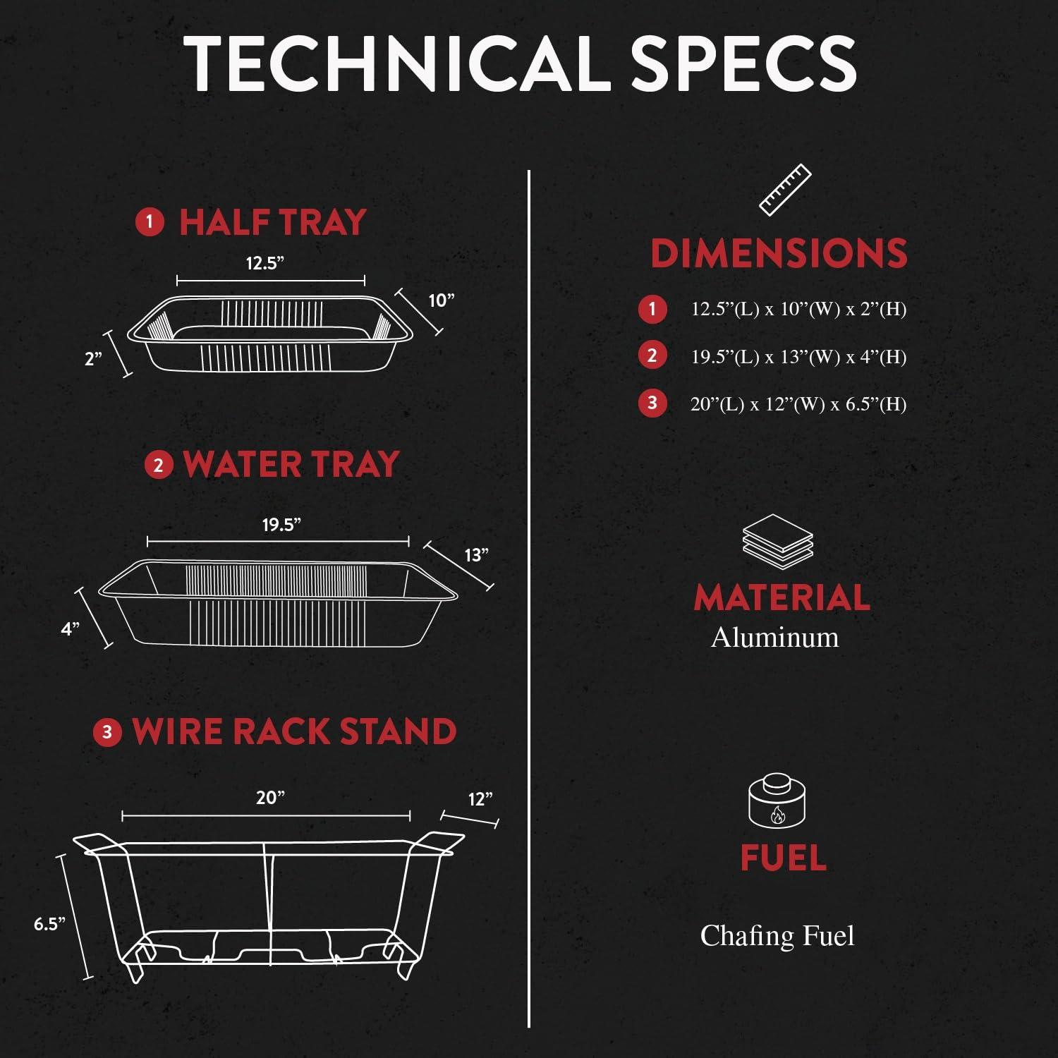 Large Full Size 33-Pcs Disposable Chaffing Buffet with-Covers, Utensils, Fuel Cans – Premium Chafing Dish Set for Events, Parties, Catering - Image 2
