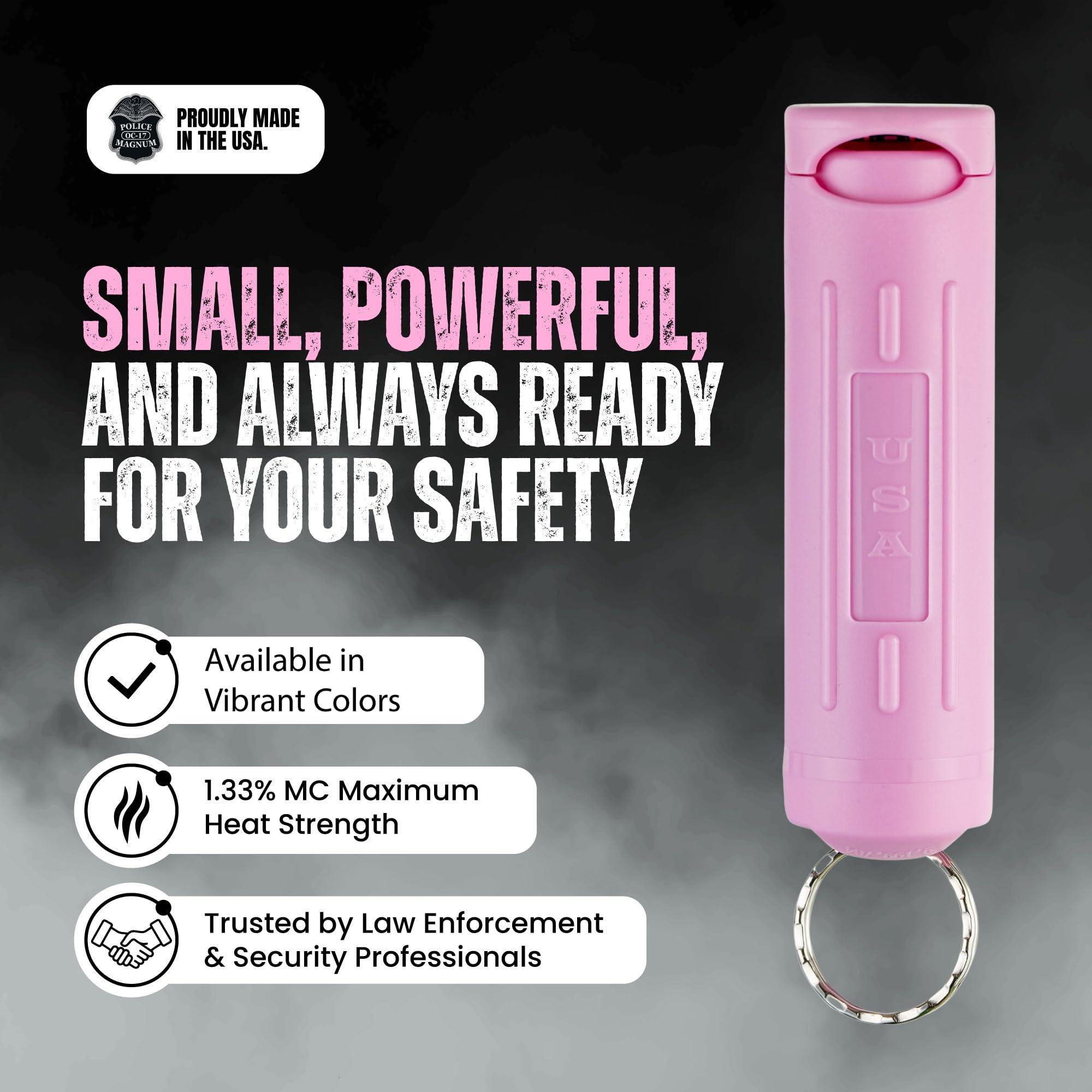 Police Magnum Keychain Pepper Spray Flip Top Safety 2 Pack 1/2oz - Maximum Heat Strength OC with Dye - Tactical Small Compact Case Holder - for Women & Men's Self Defense - Made in The USA - Image 2