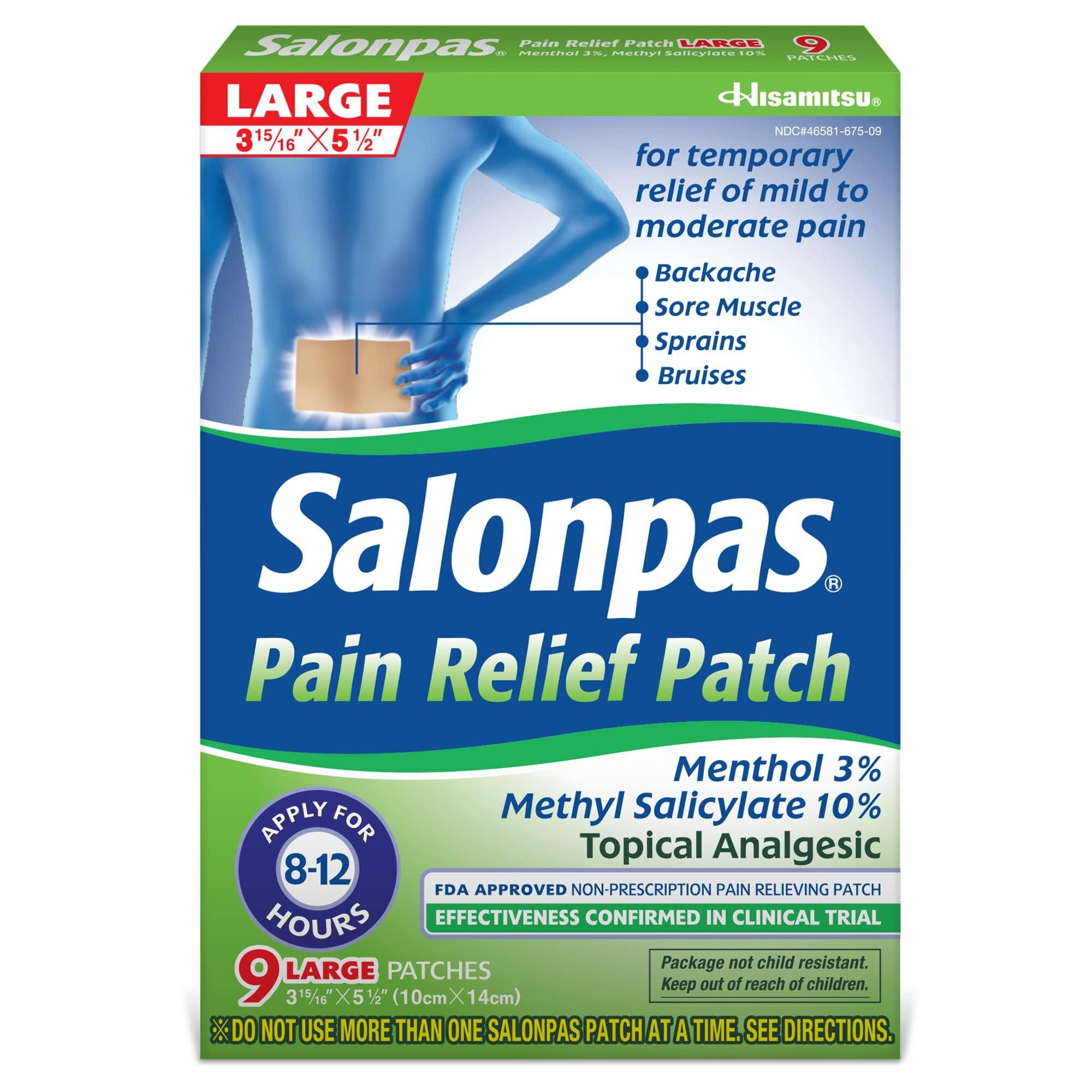 Salonpas Pain Relief Patches Large - 9 ct, Pack of 6