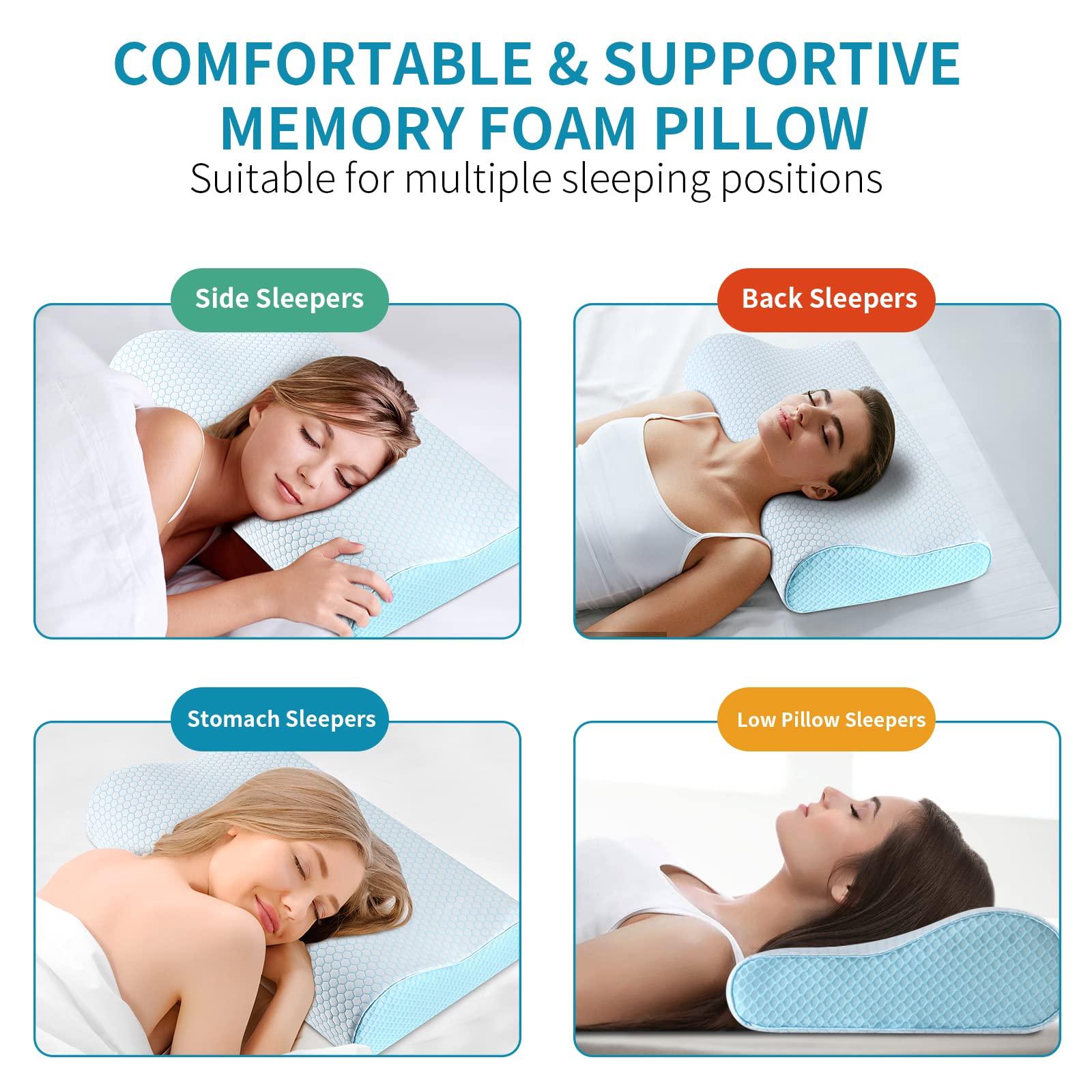 Memory Foam Pillows Neck Pillow for Sleeping, Ergonomic Cervical Pillow Bed Pillow for Side Back Stomach Sleeper, Orthopedic Contour Pillow for Neck and Shoulder Pain Relief - Image 7