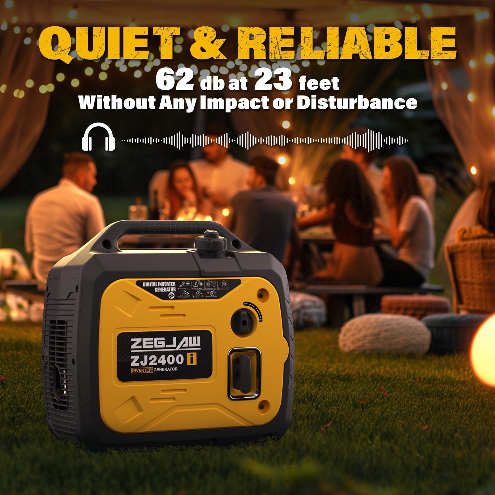 ZEGJAW 2400-Watt Portable Inverter Generator, EPA Compliant, CO-Sensor, Eco-Mode Feature, Lightweight & Quiet Gas Powered Generators for Home Use - Image 4