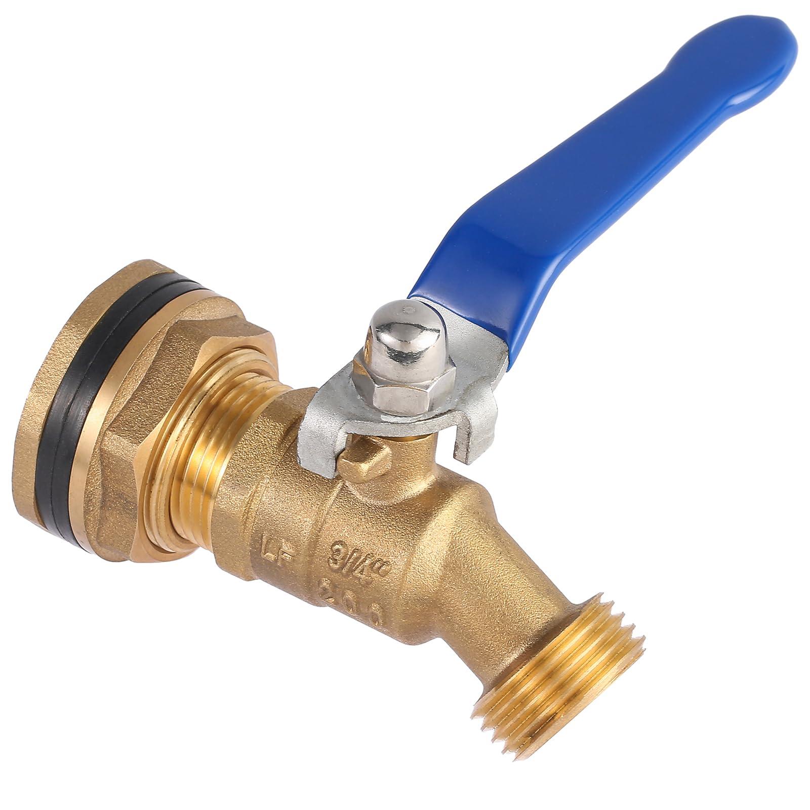 BILAL Brass Rain Barrel Spigot Kit. 55 Gallon Water Tank Faucet, Bulkhead Valve for Outdoor Plastic Bucket rainwater Drum gal Container downspout Collector in Garden, 1 inch O.D. Inlet GHT3/4 Outlet - Image 4