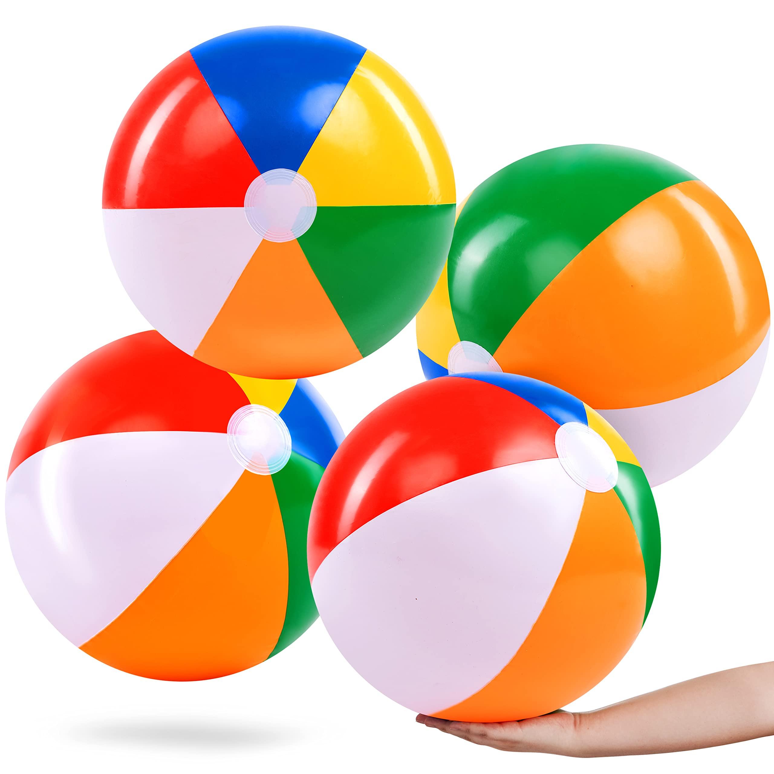 JOYIN 4-Pack 20" Beach Balls - Large Rainbow Beach Ball Inflatable Pool Toys for Party Supplies Decorations, Adults Kids Birthday Luau Summer Beach Water Games Beachball Party Favors - Image 8