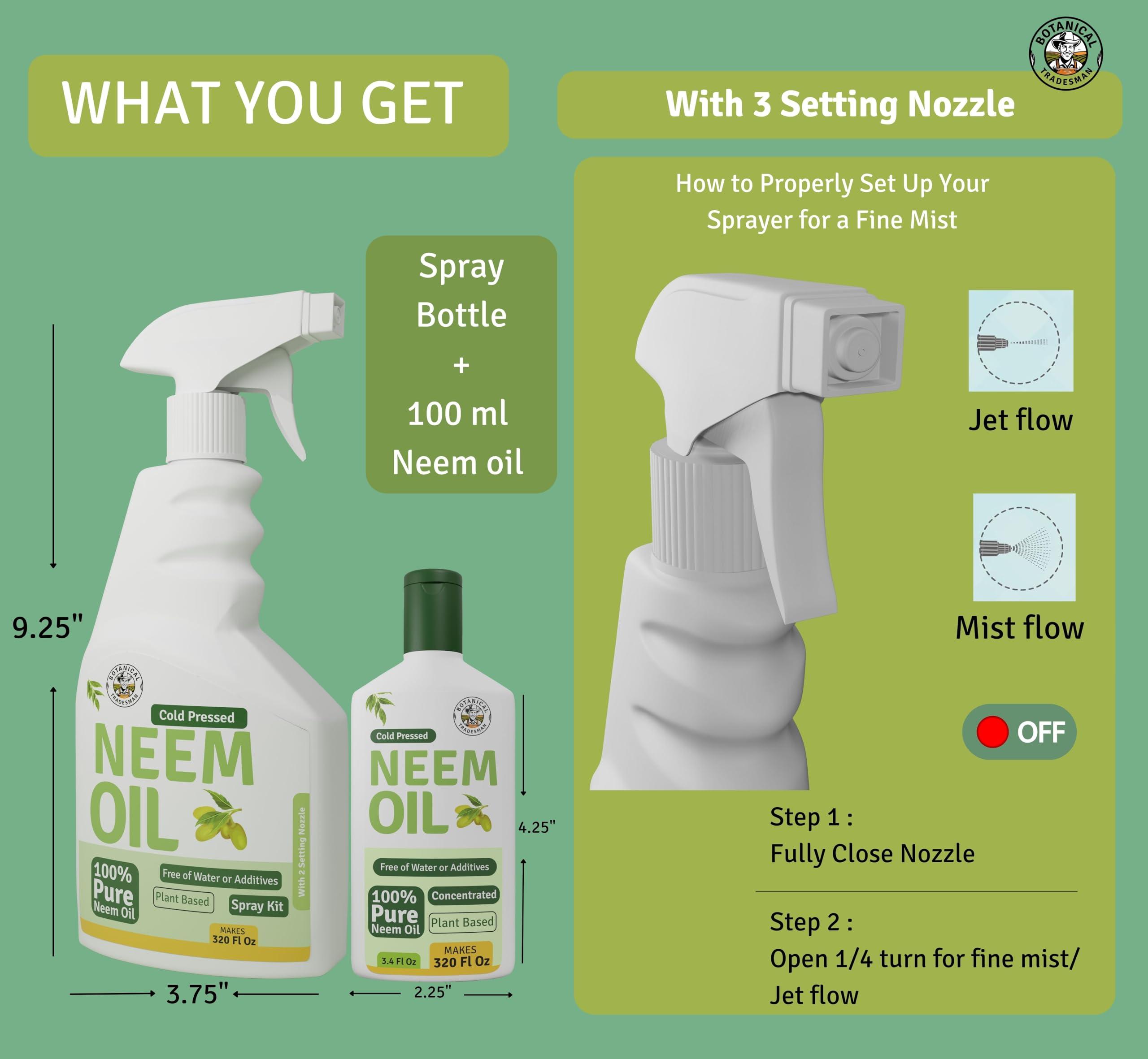 Neem Oil Spray for Plants-Kit Makes 320 fl oz -Refill 20 Times-Pure Cold Pressed Neem Oil - Image 3