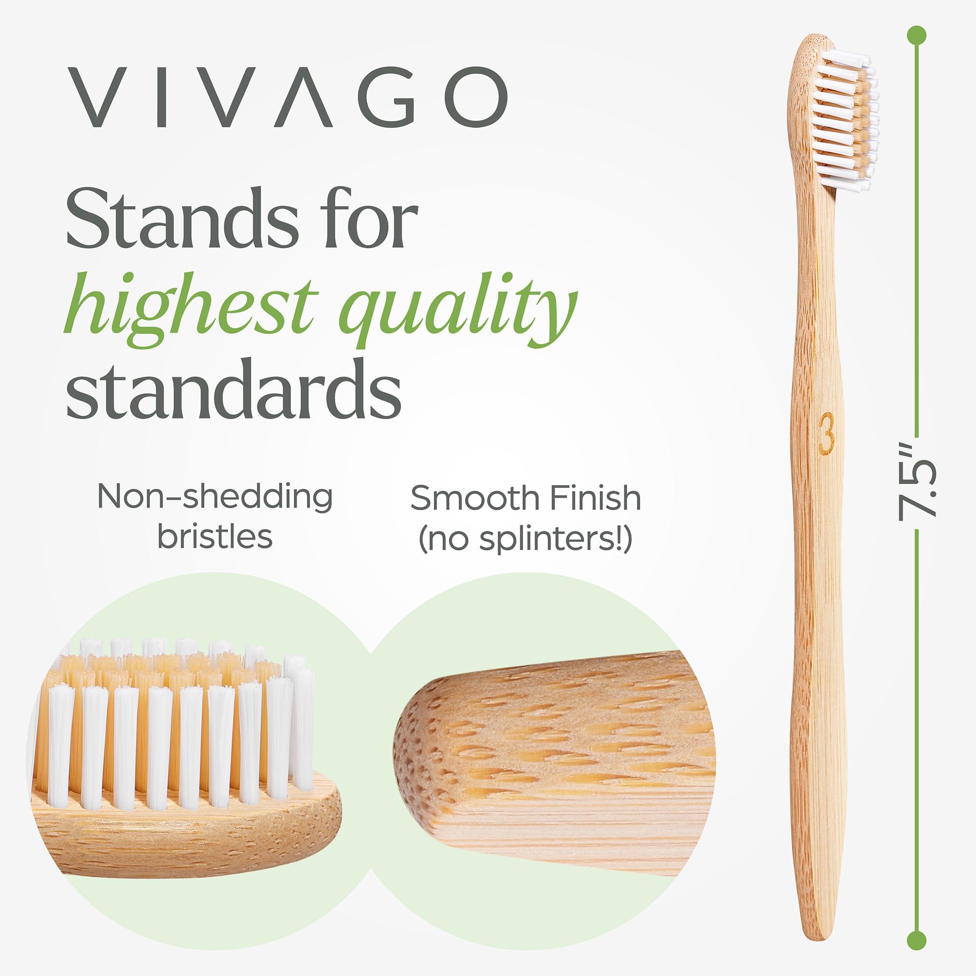 VIVAGO Bamboo Toothbrushes 10 Pack - BPA Free Soft Bristles Toothbrushes, Eco-Friendly, Natural Wooden Toothbrush - Image 4