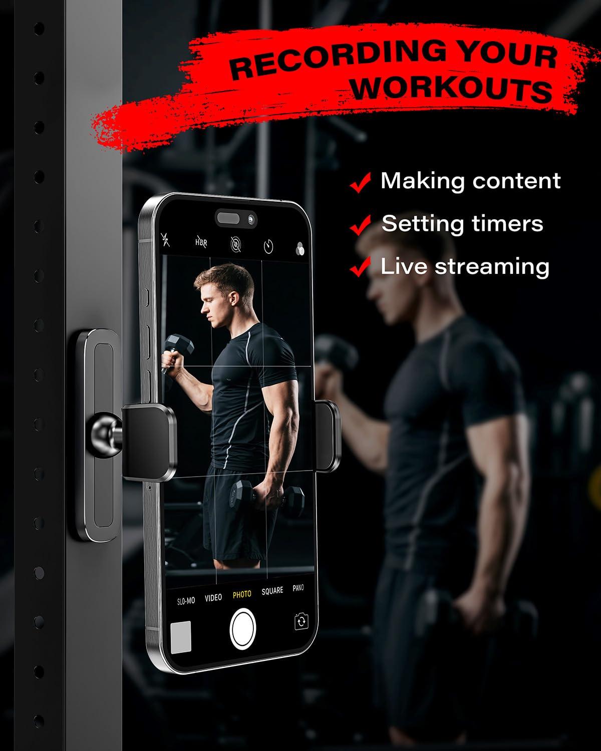 APPS2Car Gym Magnetic Phone Holder, 360 Adjustable, Compatible with 4.7-6.5" Smartphones, Alloy Base and Joint, Black - Image 3