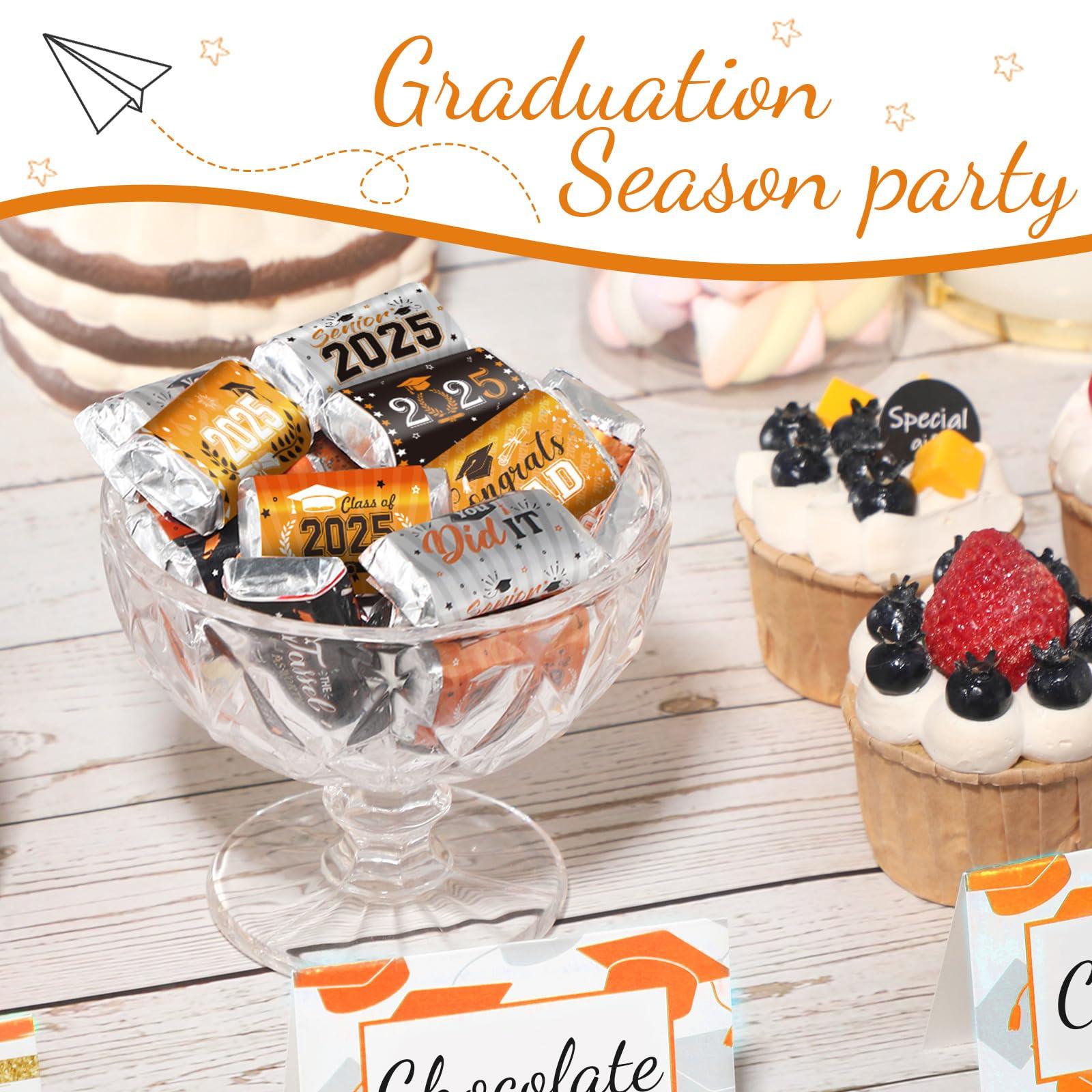 Outus 180 PCS Graduation 2025 Decoration Label Sticker - Orange Congrats Grad Mini Candy Bar Wrapper Class of 2025 Party Supplies for College High School Nursing Graduation, Candy Not Included - Image 6