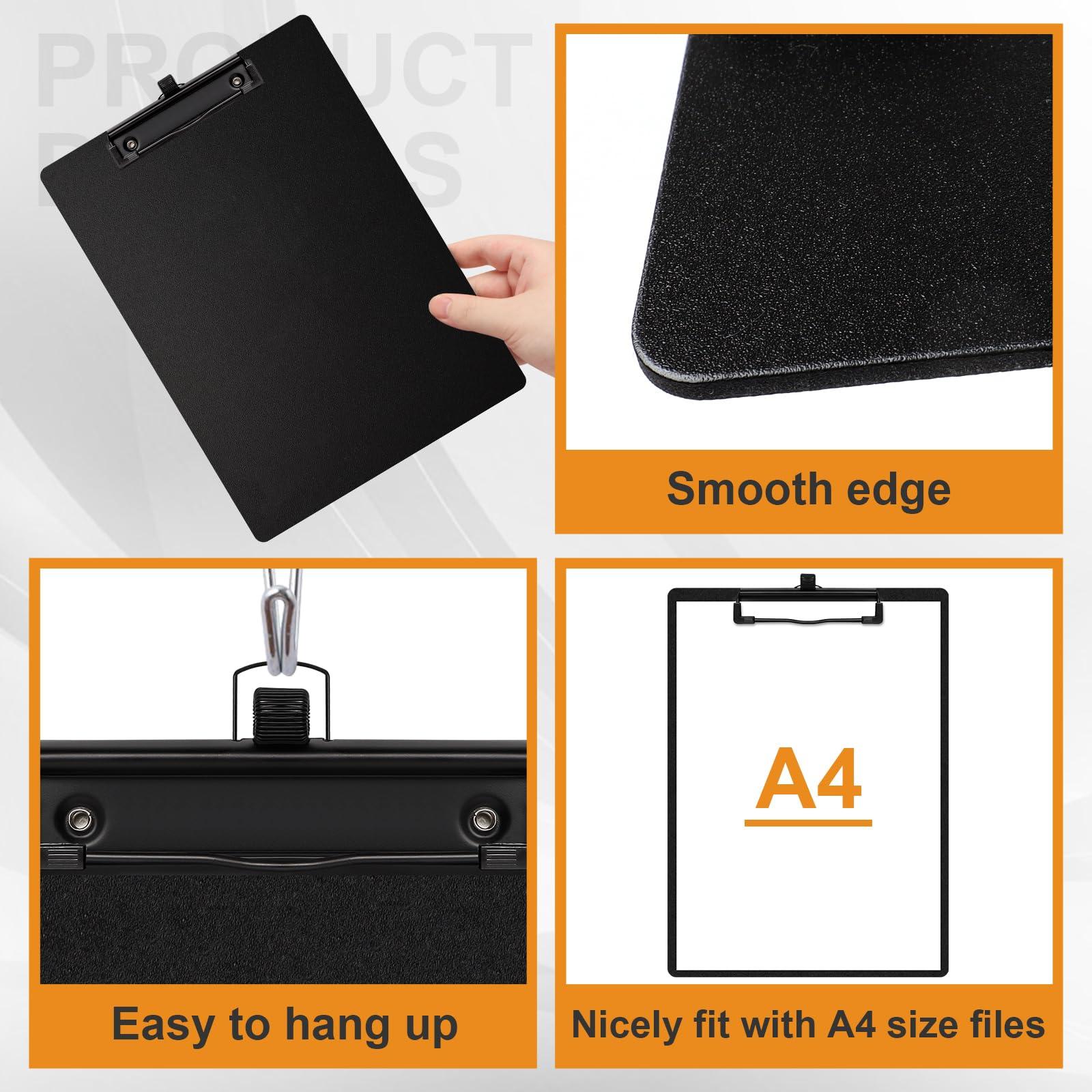 Wexpw 2-Pack Black A4 Letter Size Clipboards with Pen Holder - Plastic Clipboards for Classrooms & Offices - Image 4