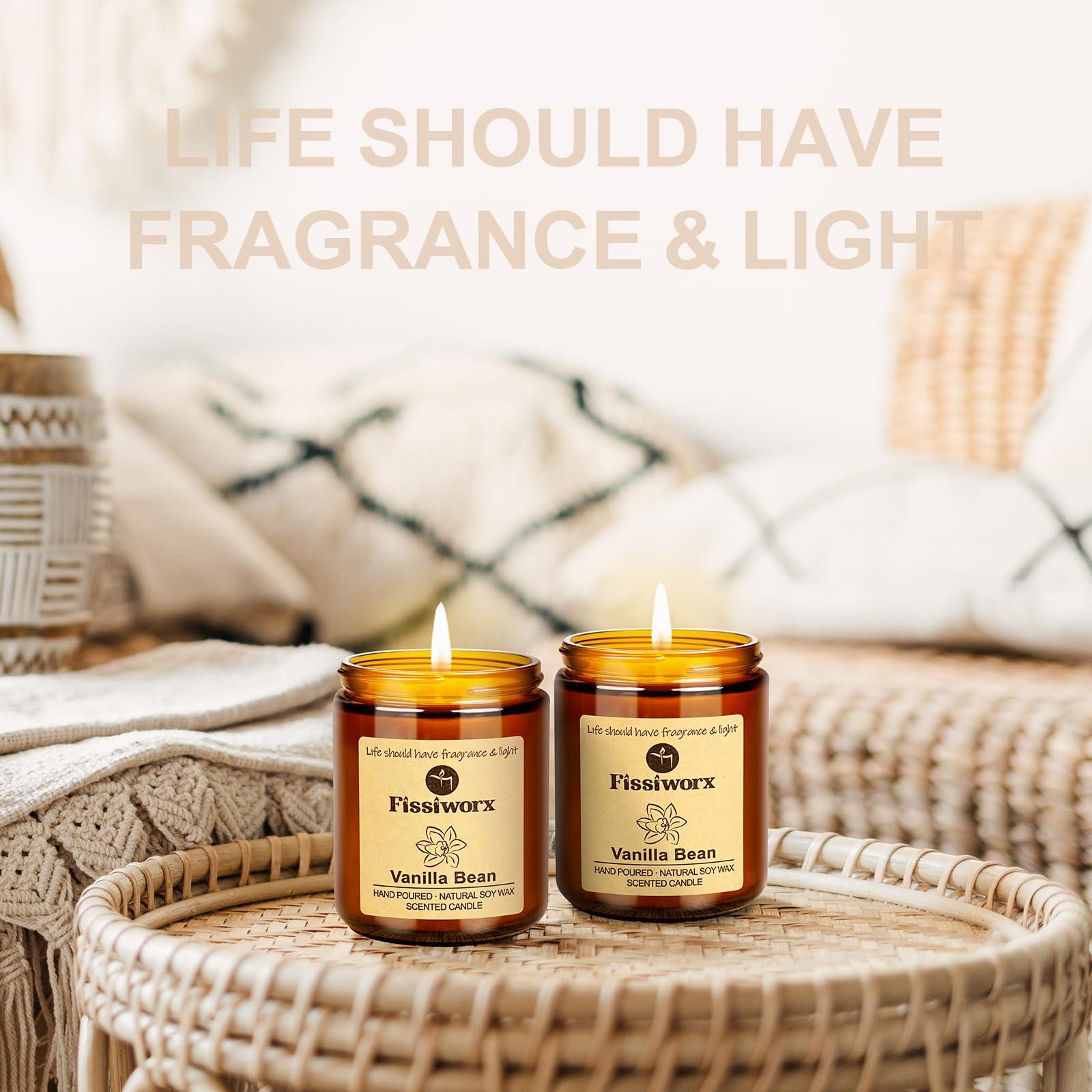 Fissiworx Vanilla Scented Candle Set 2 Pack, Candle for Home Scented, Odor Eliminating, Stress Relief, 15oz, 110 Hours Long Lasting Soy Wax Gift Set for Women - Image 7