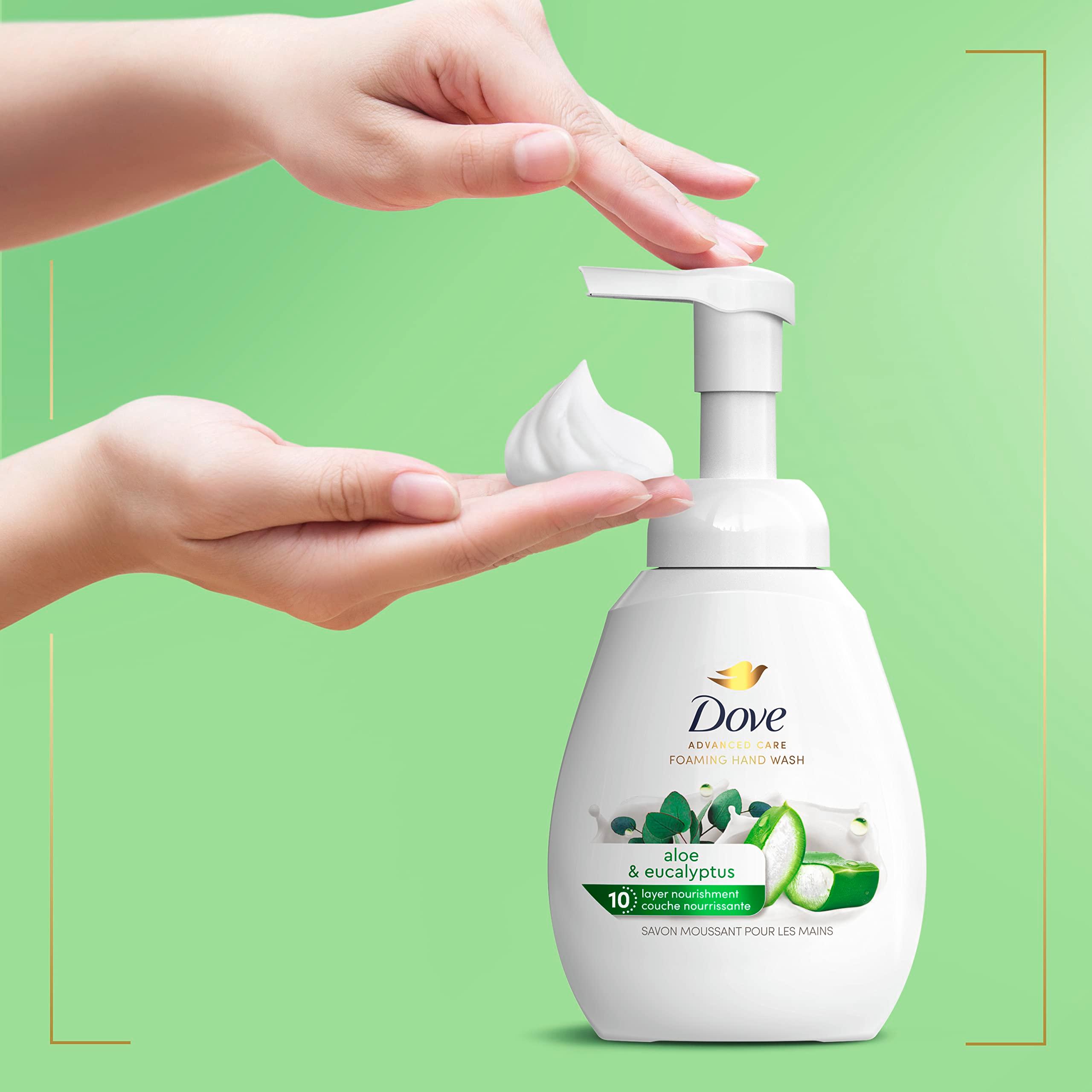 Dove Foaming Hand Wash 4 Count Aloe & Eucalyptus Protects Skin from Dryness, More Moisturizers than the Leading Ordinary Hand Soap, 10.1 oz - Image 6