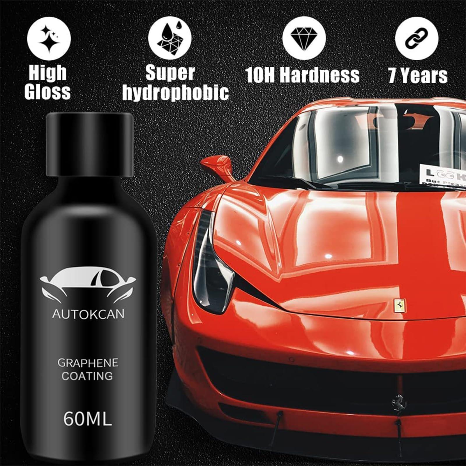 Autokcan Graphene Ceramic Coating(60ML), 10H Ceramic Coating for Cars, High Gloss Anti-Scratch Nano Coat Kit Hydrophbic Mirror Paint Protection 7 Years Prorection - Image 7