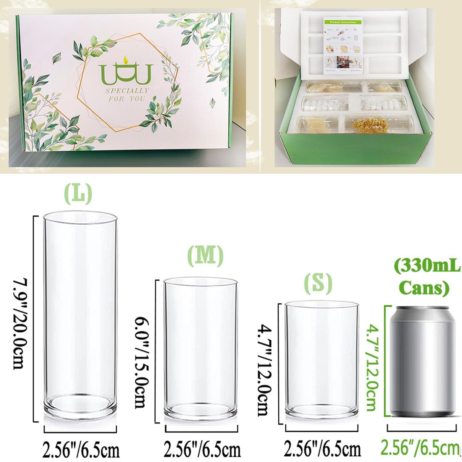 UDU 12 Set Glass Cylinder Vases for Centerpieces with 80000 Vase Filler 24 White Floating Candles 6 Pearl String for Wedding Party Home Table Decoration - Image 4