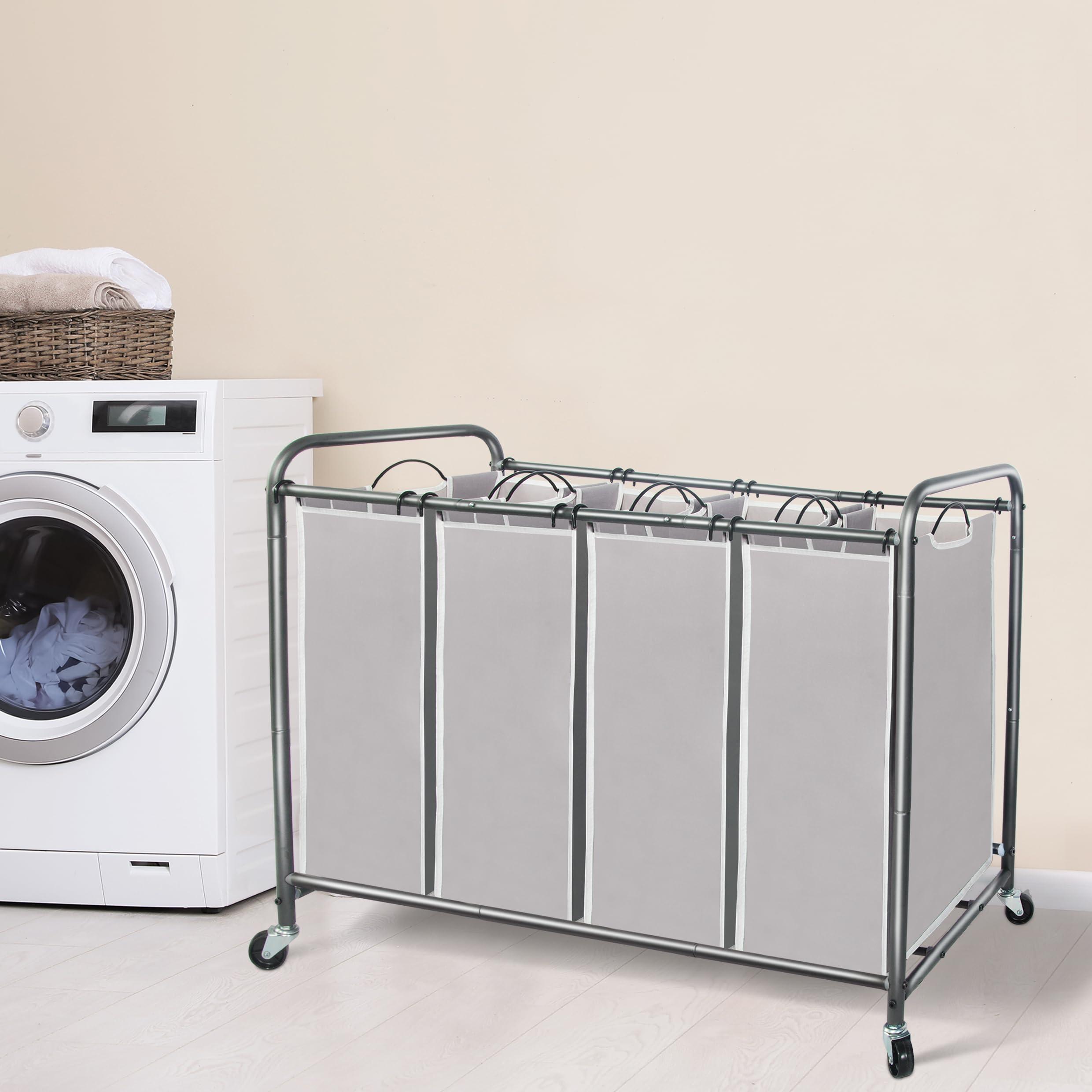 STORAGE MANIAC Laundry Sorter 4 Section, 47.8 Gal (181 L) Laundry Hamper with Wheels, Clothes Divider Basket Sorter, Clothes Separator Hamper Cart with Wheels and Removable Bags, Gray - Image 7