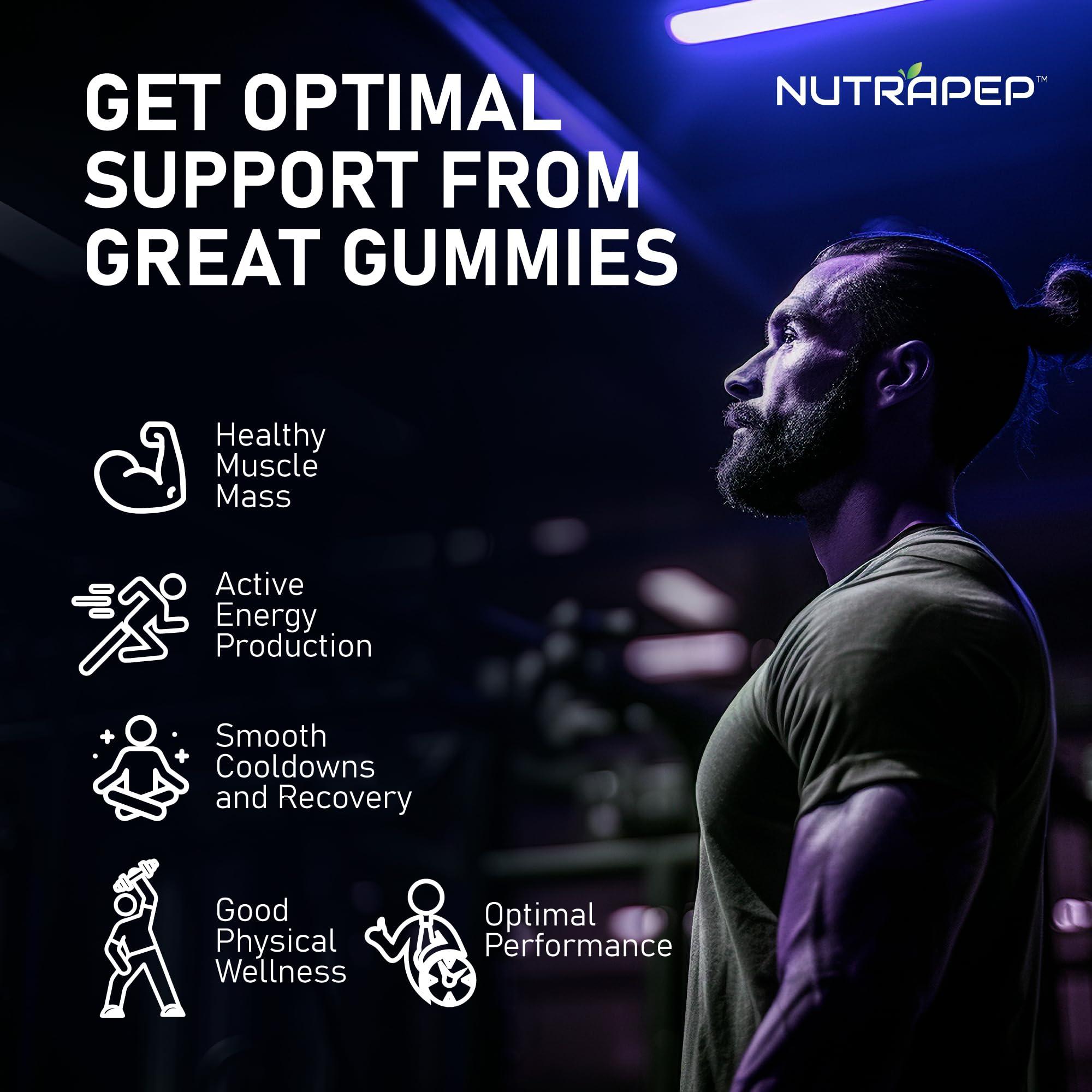NutraPep Creatine Monohydrate Gummies 5g for Men Women - with L-Taurine Betaine Anhydrous Alpha-GPC BCAA 2:1:1 - Sugar-Free Gluten Free Chewable Creatine Supplement Bites - Image 3
