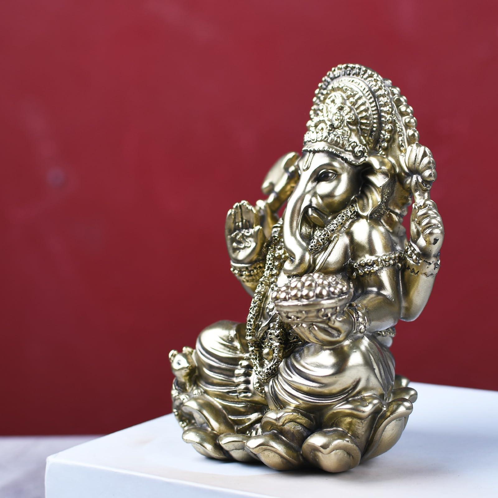 Ganesha Statue Hindu God Resin Figurine - Hand Painted Indian Elephant Deity Sculpture for Home Altar, Office Desk Decor - 6" Ganesh Idol for Diwali Gifts Meditation Yoga Room Altar Decoration - Image 7