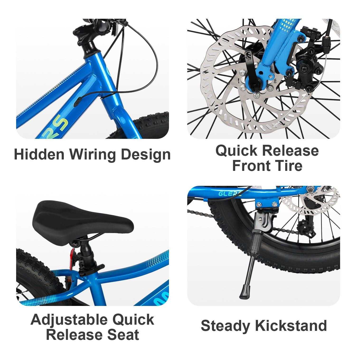 Glerc Mars Kids Mountain Bike, 20 24 Inch Fat Tire Bike for Teen Ages 6-14 Year Old, Bicycle with 2.8-Inch Wide Tires and 6 Speed Drivetrain, Multiple Colors - Image 5