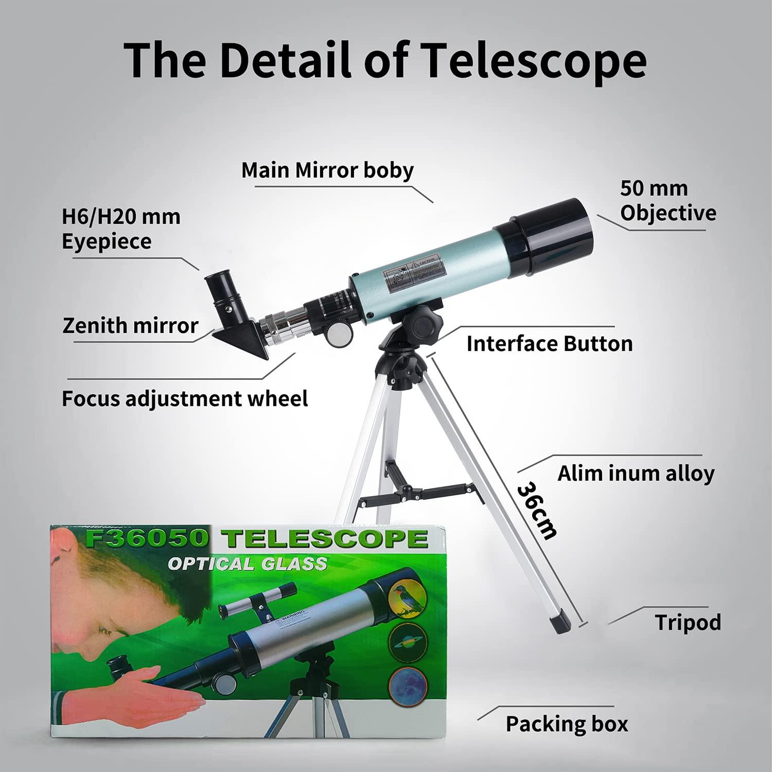 Mijiaowatch Kids Telescope - 360/50mm 90X Zoom HD Monocular Space Telescope with Tripod for Kids/Adult/Beginners (Blue) - Image 3