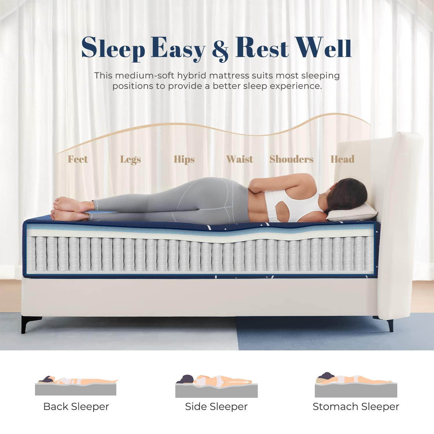 Sweetnight King Mattress, 12 Inch Hybrid King Size Mattress in a Box, Gel Memory Foam and Individual Pocket Spring for Motion Isolation, Starry Night,Blue - Image 5
