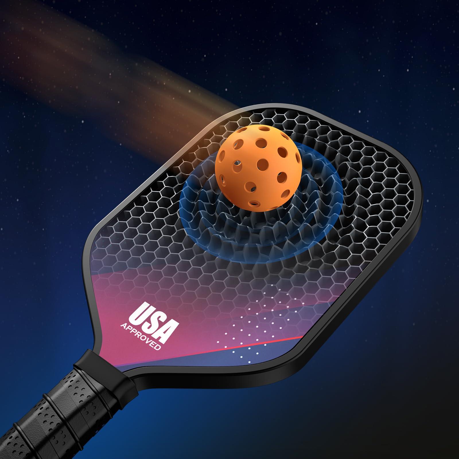 Pickleball Paddles Set of 2, USAPA Approved Fiberglass Pickle Ball Paddles with 4 Pickle Balls, Durable &Lightweight Racket for Beginners, Pros, Men, Women, Adults, Kids - Image 4