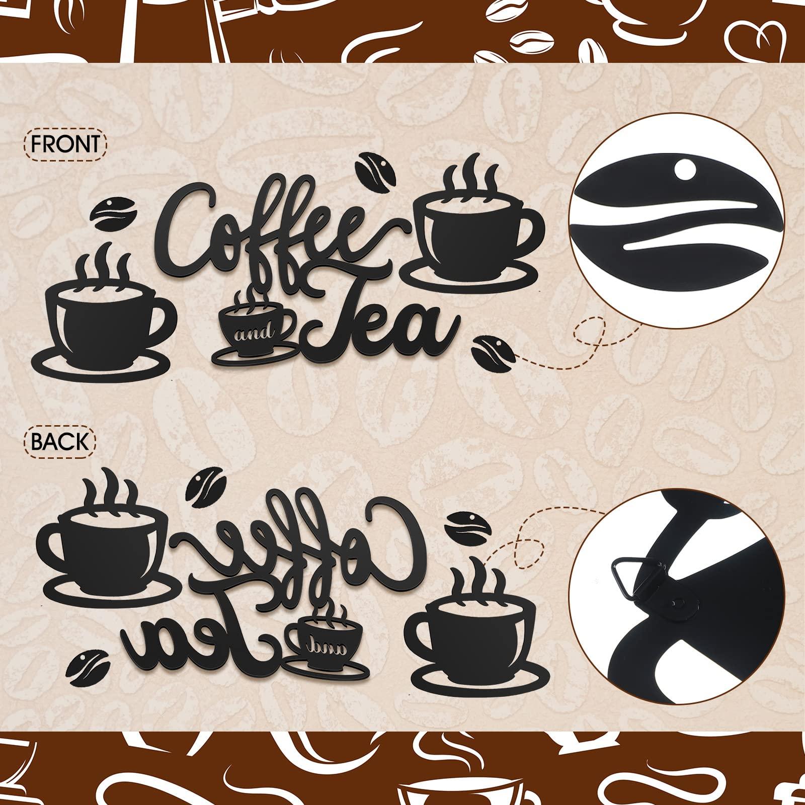 Ferraycle Coffee Bar Rustic Metal Sign Rustic Coffee Bar Signs Hanging Wall Decor for Metal Wall Art for Home Office Kitchen(Coffee and Tea) - Image 4