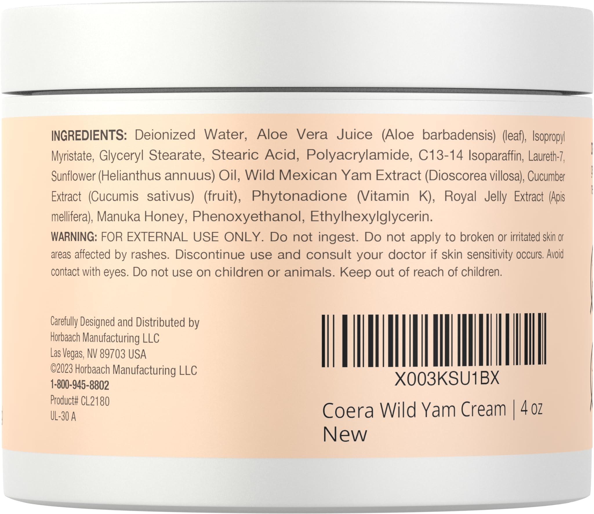 Coera Wild Yam Cream | 4 oz | Skin Moisturizer for Women | Free of Parabens, SLS and Fragrances - Image 2