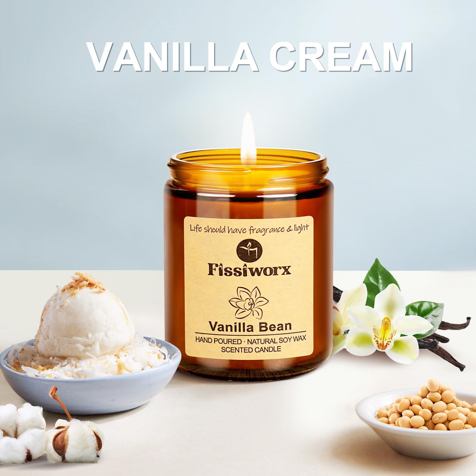 Fissiworx Vanilla Scented Candle Set 2 Pack, Candle for Home Scented, Odor Eliminating, Stress Relief, 15oz, 110 Hours Long Lasting Soy Wax Gift Set for Women - Image 2