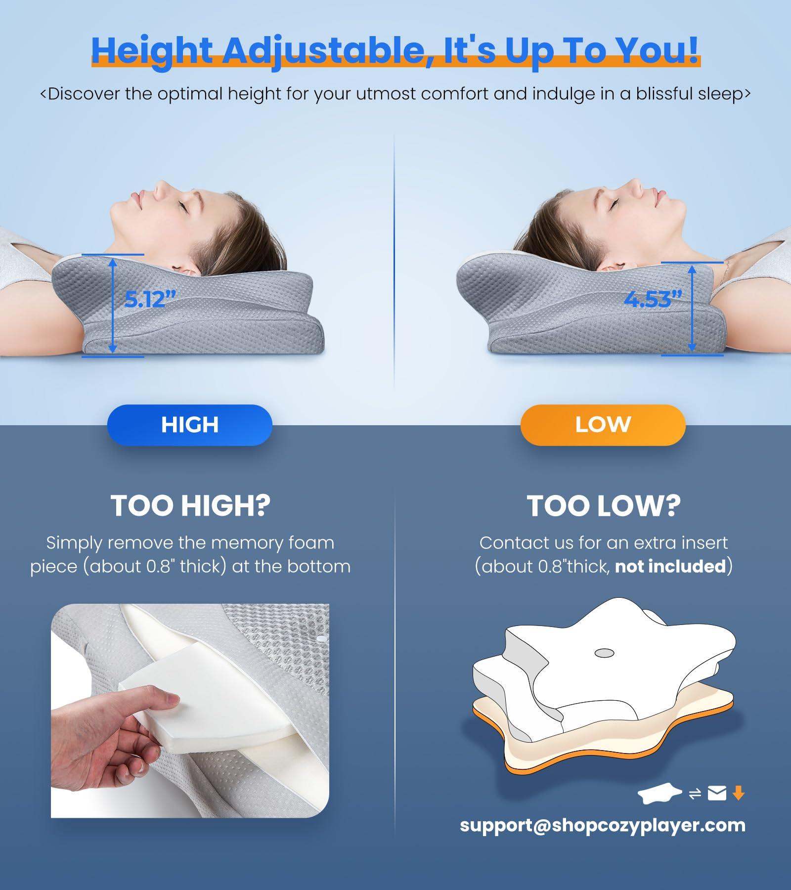 Ultra Pain Relief Cooling Pillow for Neck Support, Adjustable Cervical Pillow Cozy Sleeping, Odorless Ergonomic Contour Memory Foam Pillows, Orthopedic Bed Pillow for Side Back Stomach Sleeper - Image 4