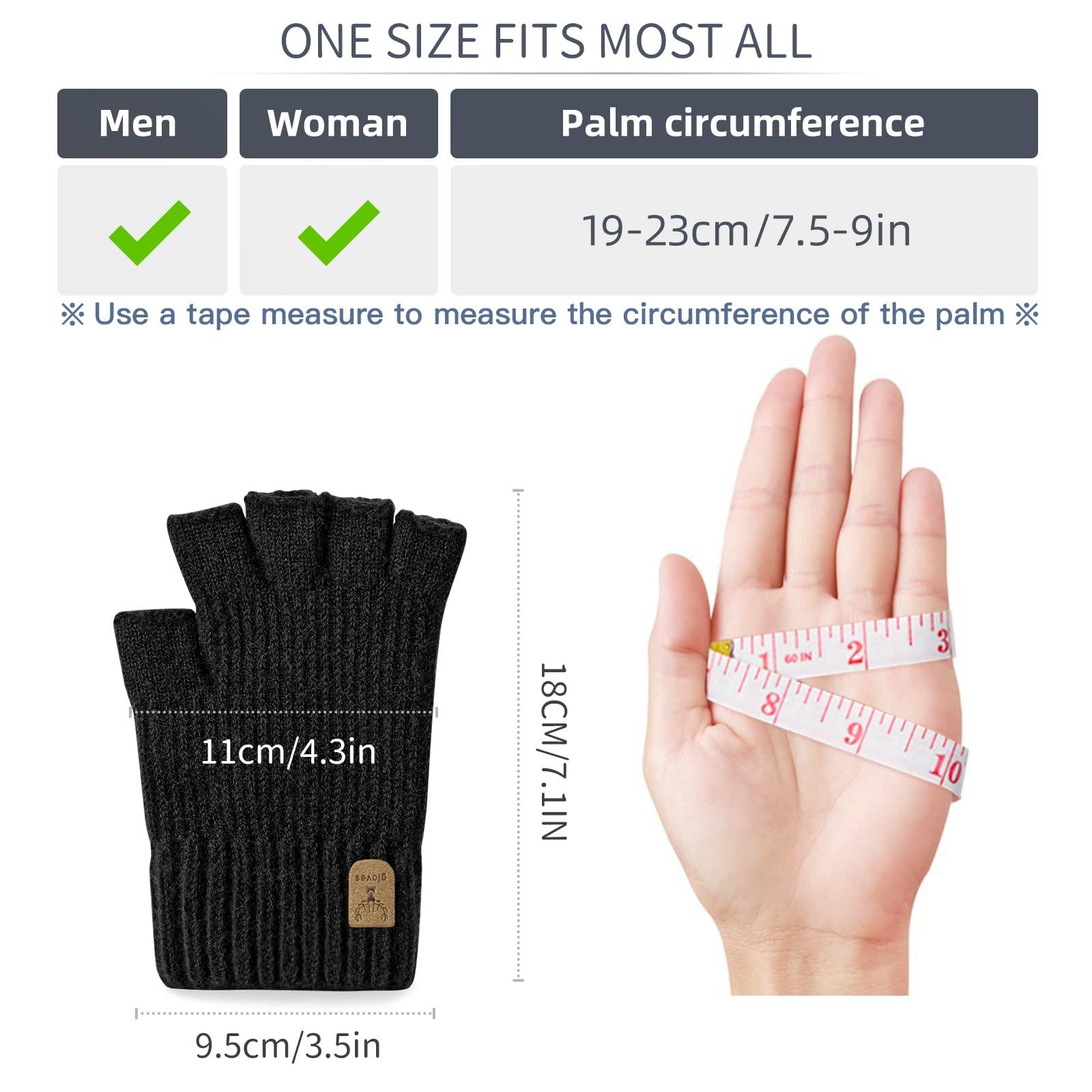 JUNRUI Fingerless Gloves Half Finger Winter Warm Knitted Gloves Working Running Biking Driving for Men and Women - Image 4