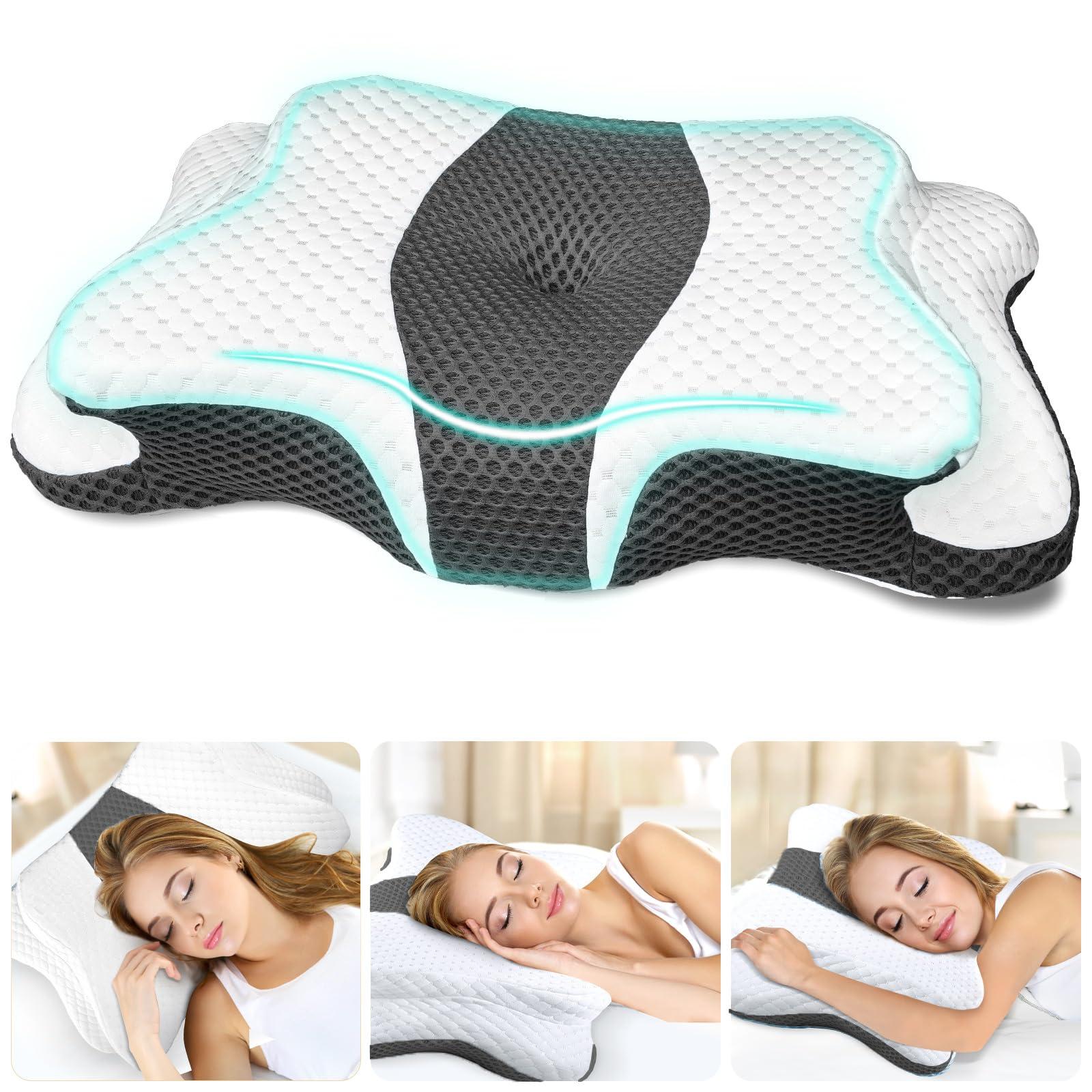 CHxxy Memory Foam Pillows, Cervical Pillow for Neck and Shoulder Pain Relief, Ergonomic Contour Bed Pillow, Soft for Side Sleep Stomach Sleeping and Back Sleeper