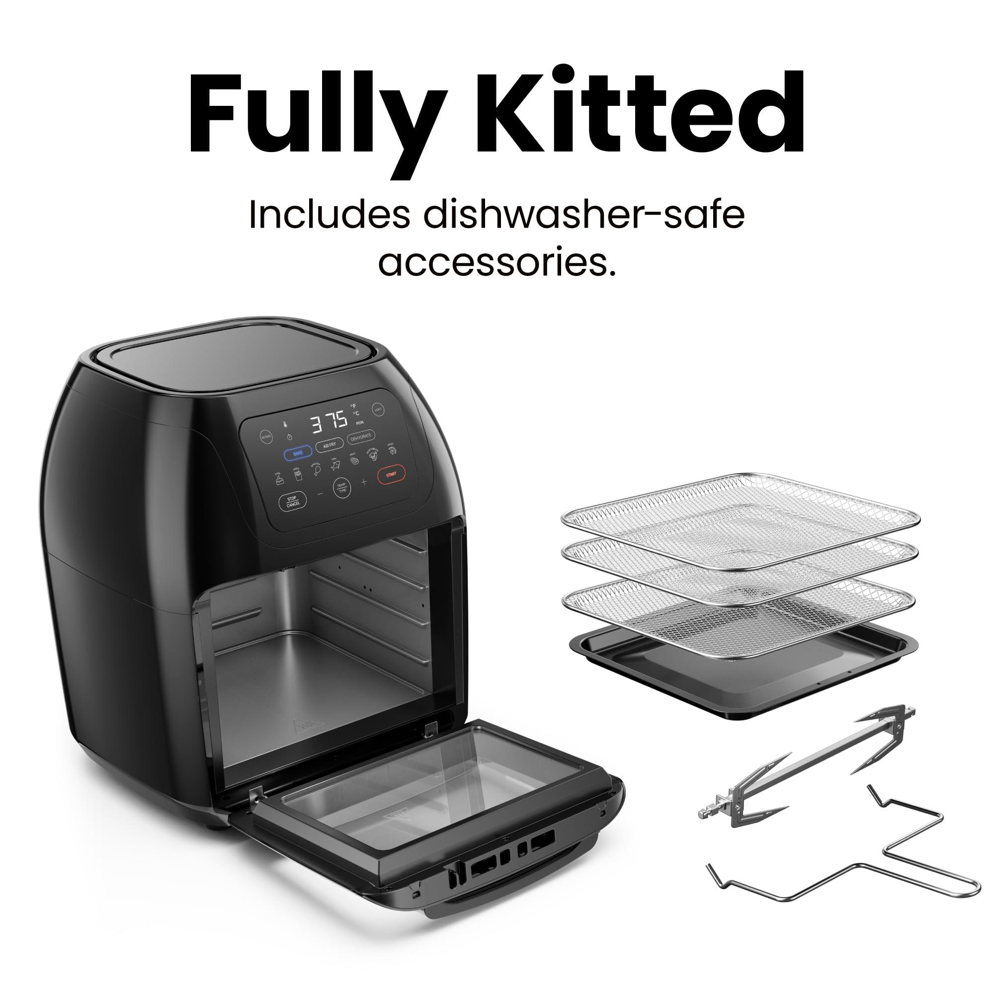 CHEFMAN Multifunctional Digital Air Fryer+ Rotisserie, Dehydrator, Convection Oven, 17 Touch Screen Presets Fry, Roast, Dehydrate, Bake, XL 10L Family Size, Auto Shutoff, Large Easy-View Window, Black - Image 9