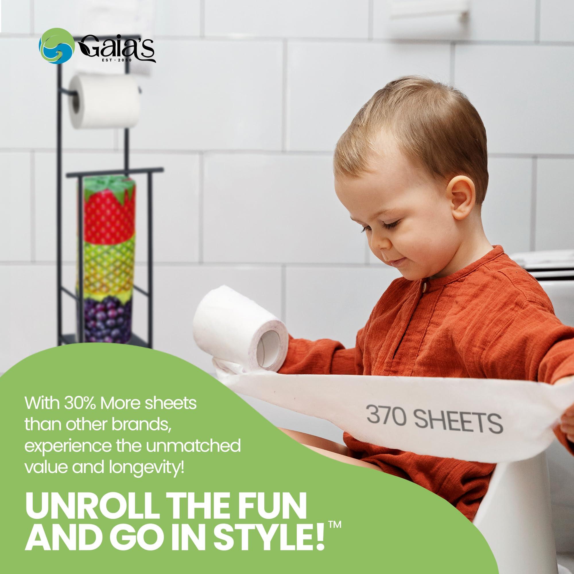 Gaias Premium and Soft Fruit TP Organic Bamboo Toilet Paper | 12 Mega Rolls, 3 Ply, 370 Sheets | FSC Certified, PFAS & BPA Free, Eco-Friendly, Sustainable Tissue - Plastic Free, Septic Safe, Vegan - Image 6