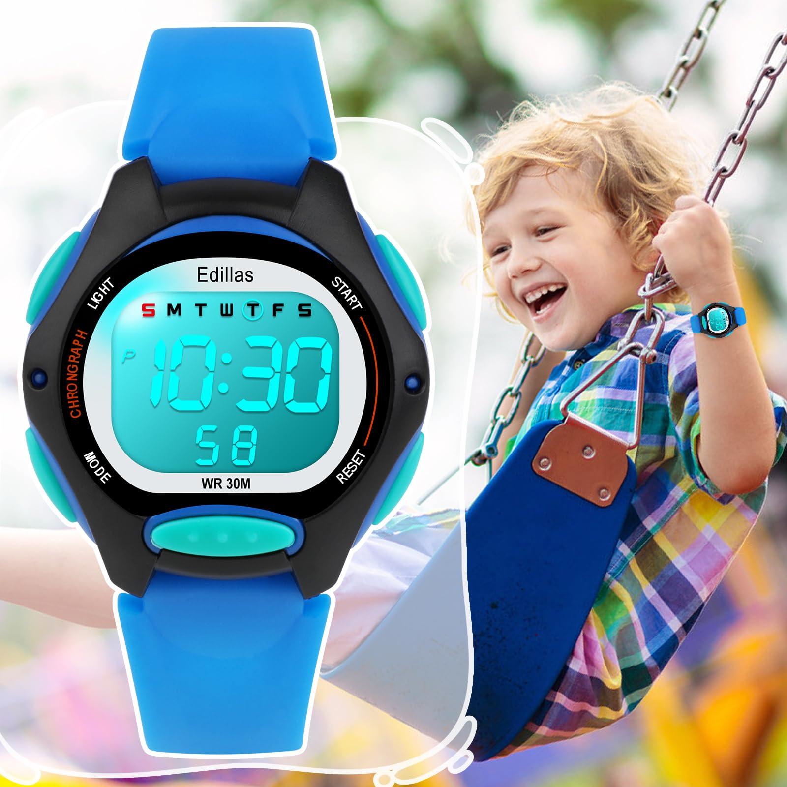 Edillas Kids Watches Digital Girls Boys,7 Colors Light Wrist Watch for Child Waterproof Sport Outdoor Multifunctional Watches with Stopwatch/Alarm for Ages 4-15 - Image 6