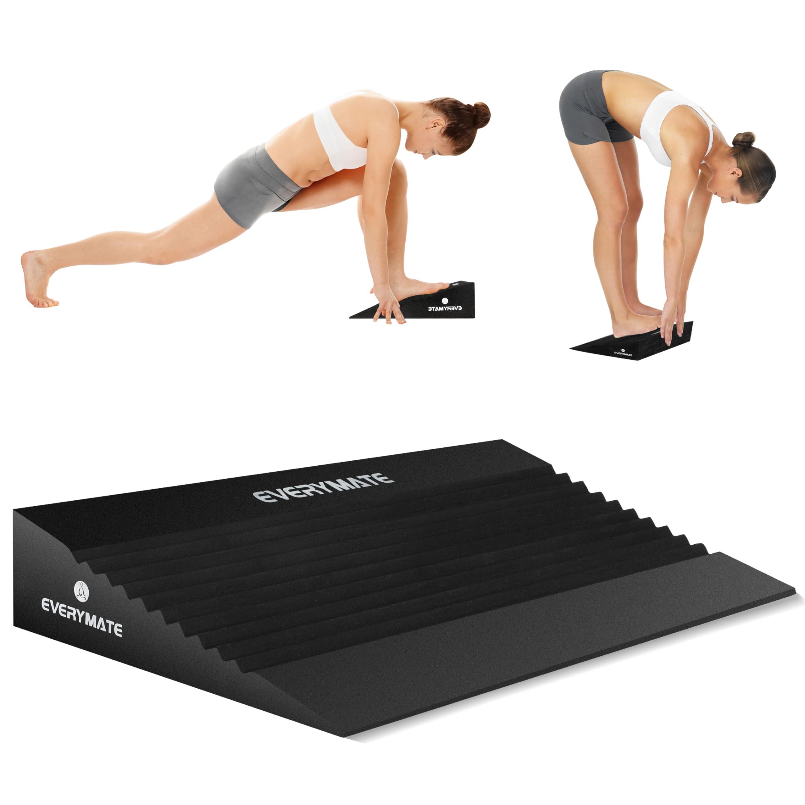 EVERYMATE Squat Wedge, Extra Large Squat Wedge Block, Squat Wedges Weightlifting, Calf Stretching, Slant Board for Squats, Heel Elevated Squat Wedge, Knees Over Toes Squats, Calf Wedge Stretching Block