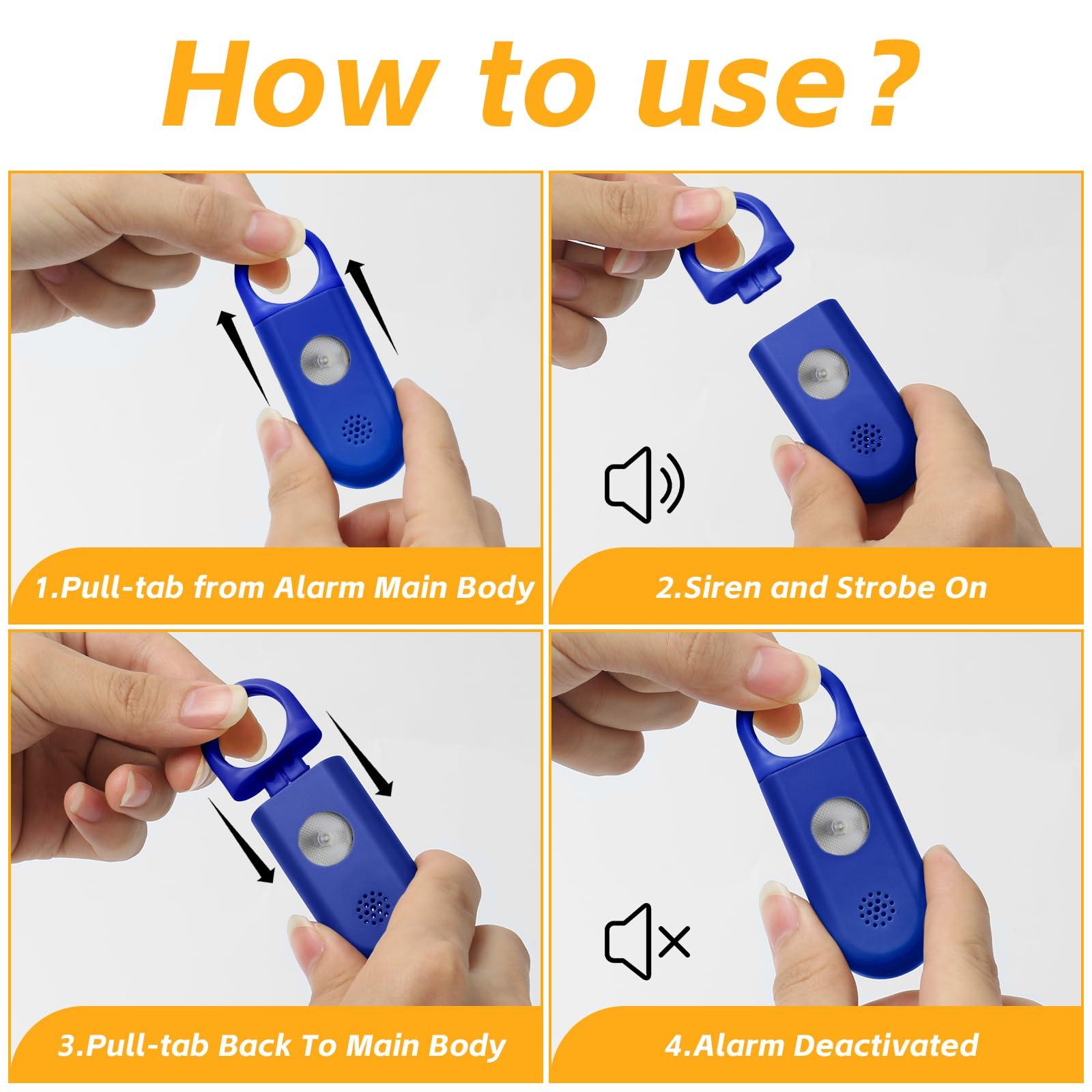 Personal Safety Alarm for Women - 130dB Self Defense Keychains Siren Whistle with Sos LED Strobe Light - Personal Emergency Security Safe Devices Key Chain Alarms for Kids Elderly Blue - Image 5