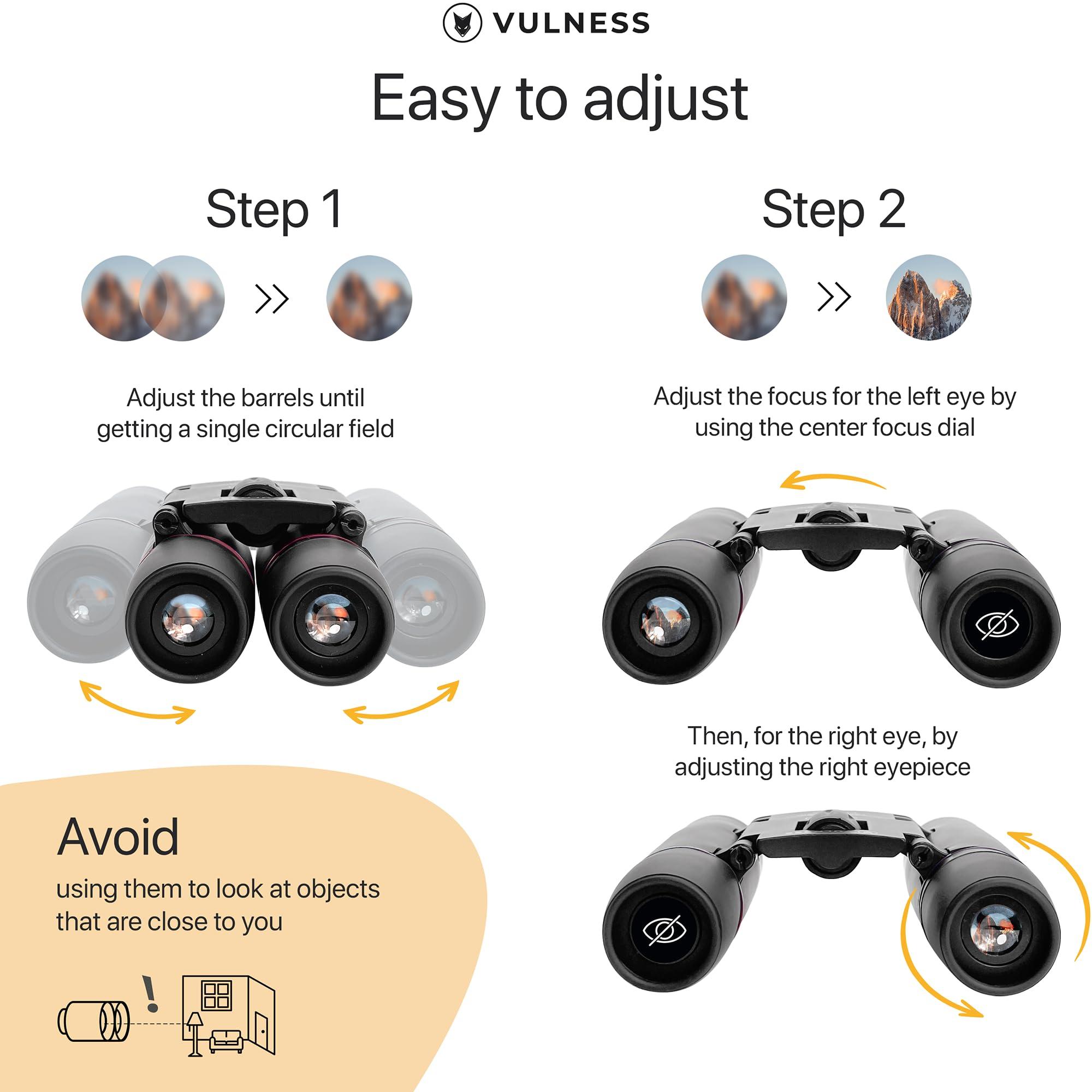 Small Binoculars for Adults and Kids | Cruise Ship Essentials Camping Bird Watching Travel Hiking Accessories Alaska Costa Rica Must Haves Packing List High Powered Mini Compact VULNESS (Black, 8X21) - Image 4